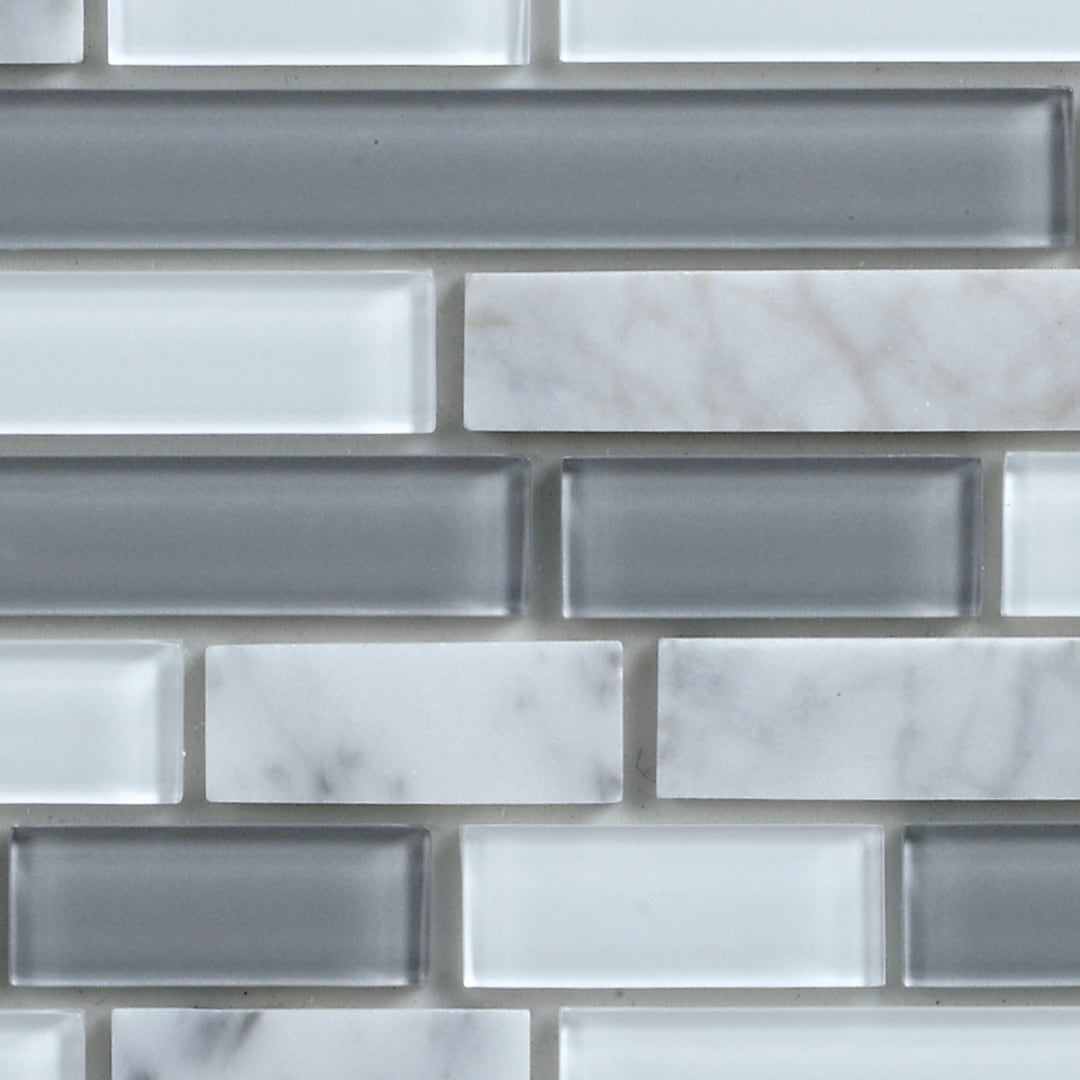 SpeedTiles SAM-IGS202NOR516 Sample- Noriker White and Gray 4-in x 4-in Multi-finish Subway Wall Tile