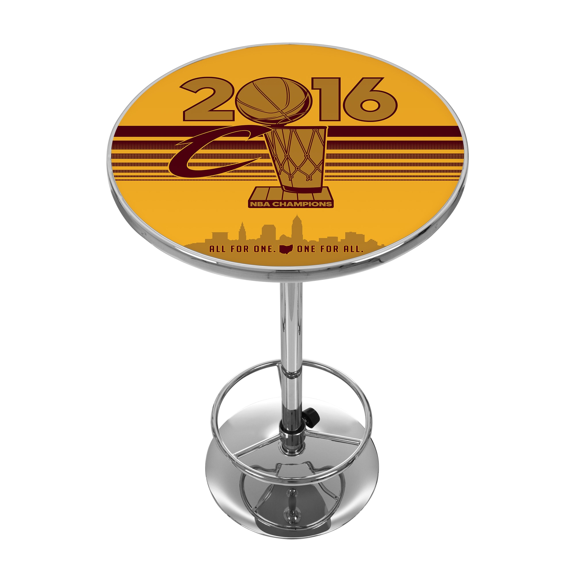 Trademark Gameroom NBA2000-CC-C16 Cleveland Cavaliers Pub Tables Chrome Round Traditional Bar Table, Composite with Metal Pedestal Base 27.375-in L x 42-in H