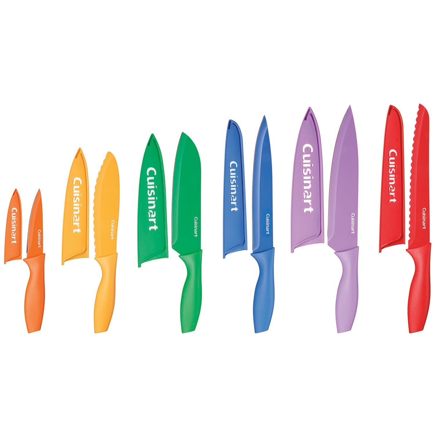 Cuisinart 12 Piece Ceramic Coated Color Knife Set with Blade Guards