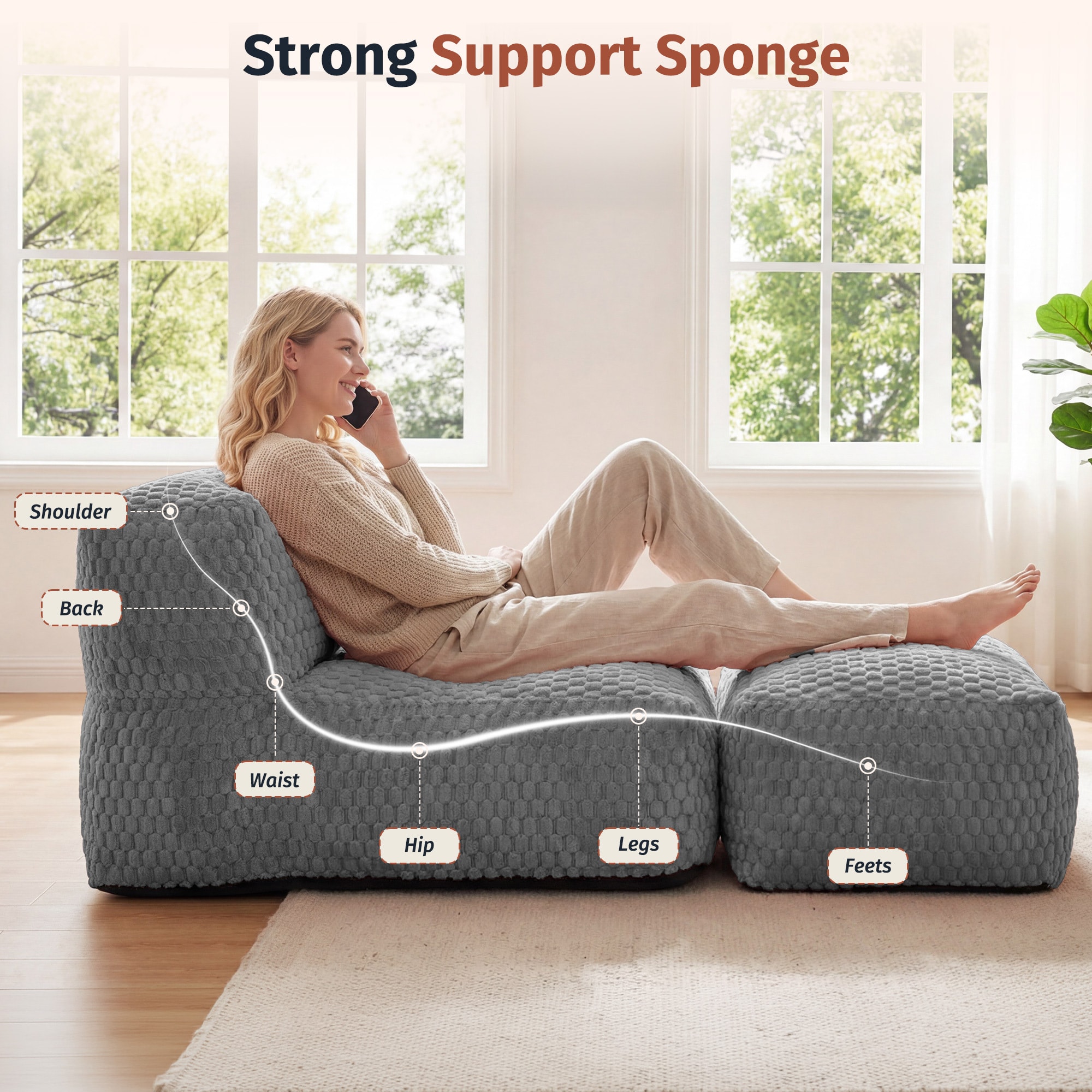 Czpalo LS-SHMSF-GY Bean-Bag-Chairs - View #4