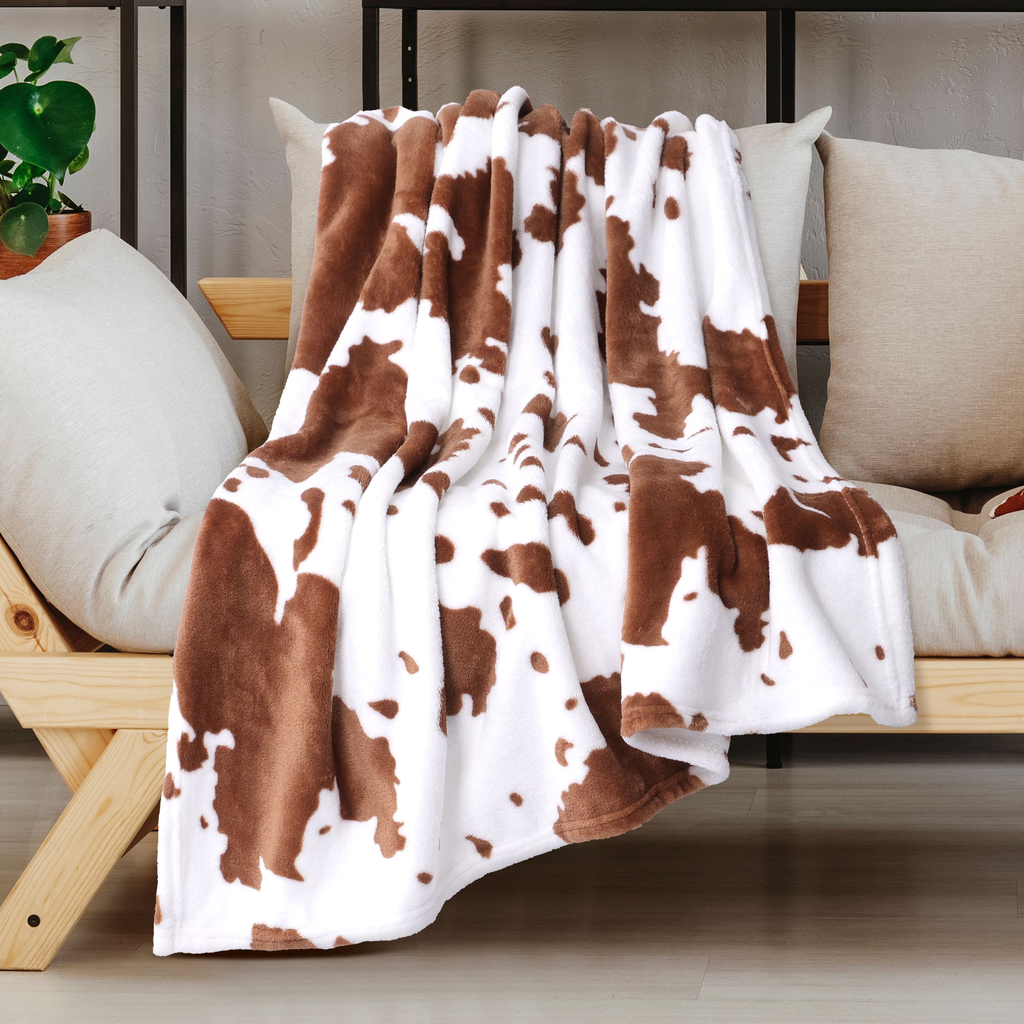 Unique Bargains Cow Printed Blanket Soft 300GSM Fleece Flannel Throw ...