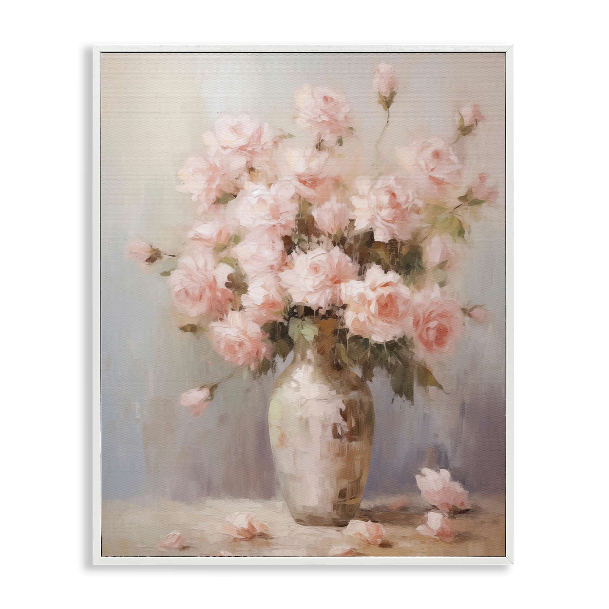 Stupell Industries BT-628-WFR-24X30 Vase of Soft Pink Roses White Framed Giclee Art By Arlington Prints 24 x 30
