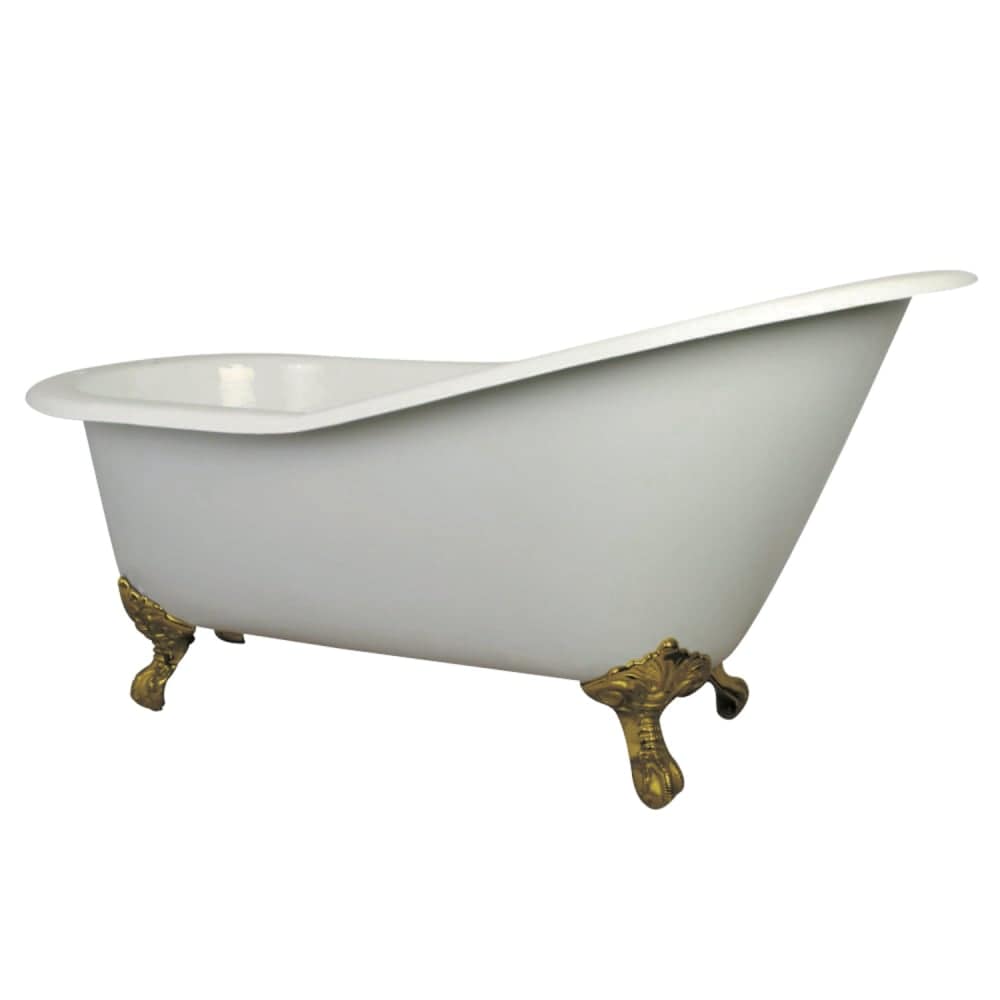 Kingston Brass  NHVCT7D653129B Aqua Eden 62 Inch Clawfoot Brass  Cast Iron Soaking Tub with Reversible Drain and Overflow