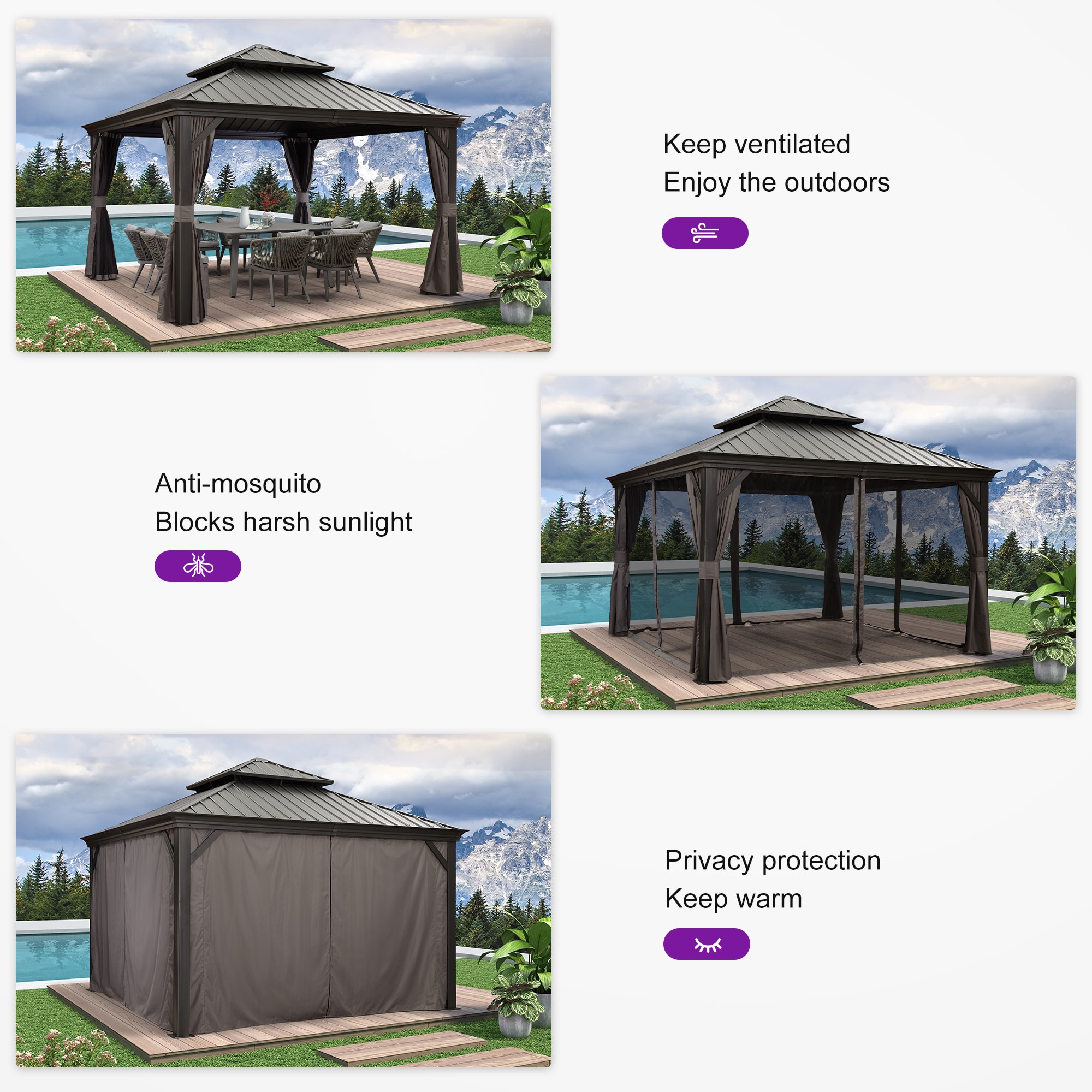 PURPLE LEAF LS04GHTG1212 Wood-Resin-Gazebos - View #9