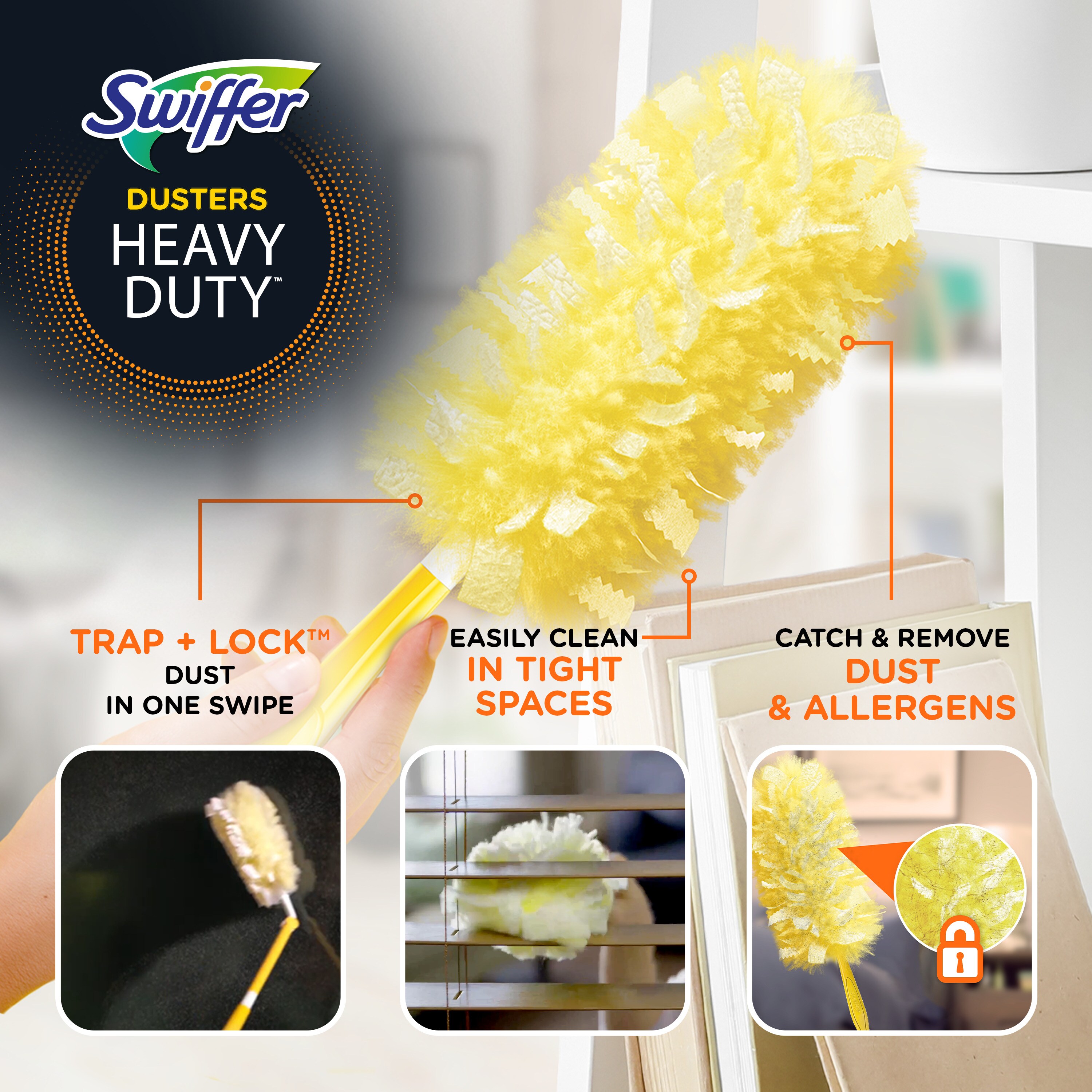 Swiffer Heavy Duty 6ft Extendable Yellow Microfiber Duster Kit