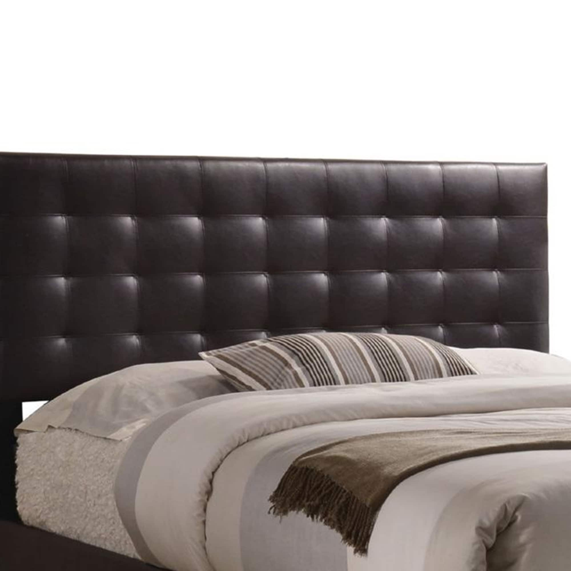 Benzara Brown Queen Wood Upholstered Bed In The Beds Department At ...