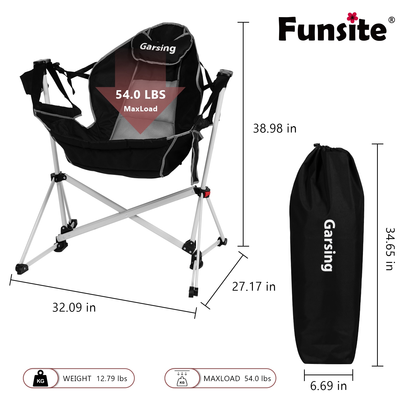 GARSING CAMPING CHAIRS-BLACK Beach-Camping-Chairs - View #2