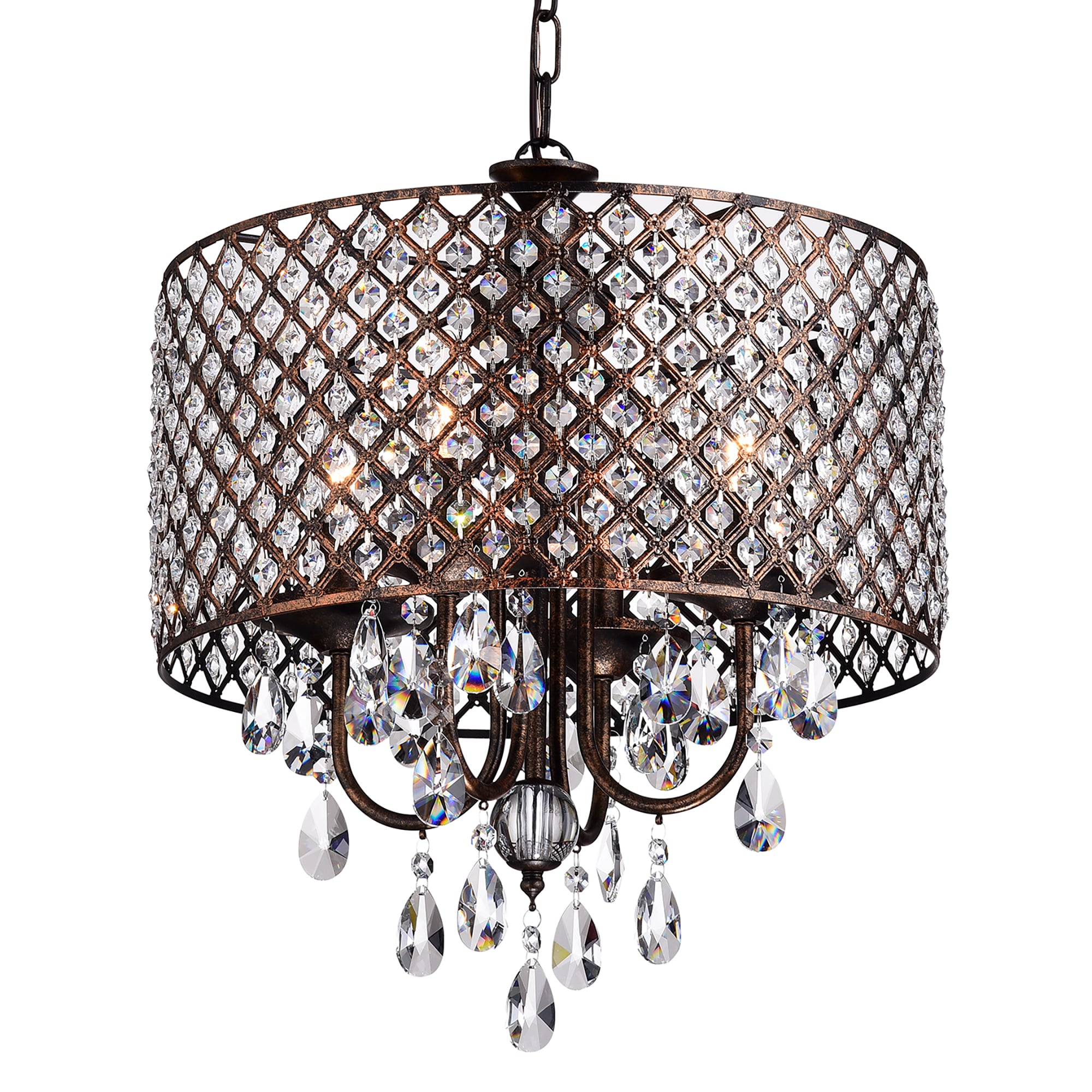 Edvivi EPG8019AC Marya 4 -Light Antique Copper Glam Crystal For Use in Bedrooms, Dining Rooms, Foyers, Kitchens, Living Rooms Chandelier