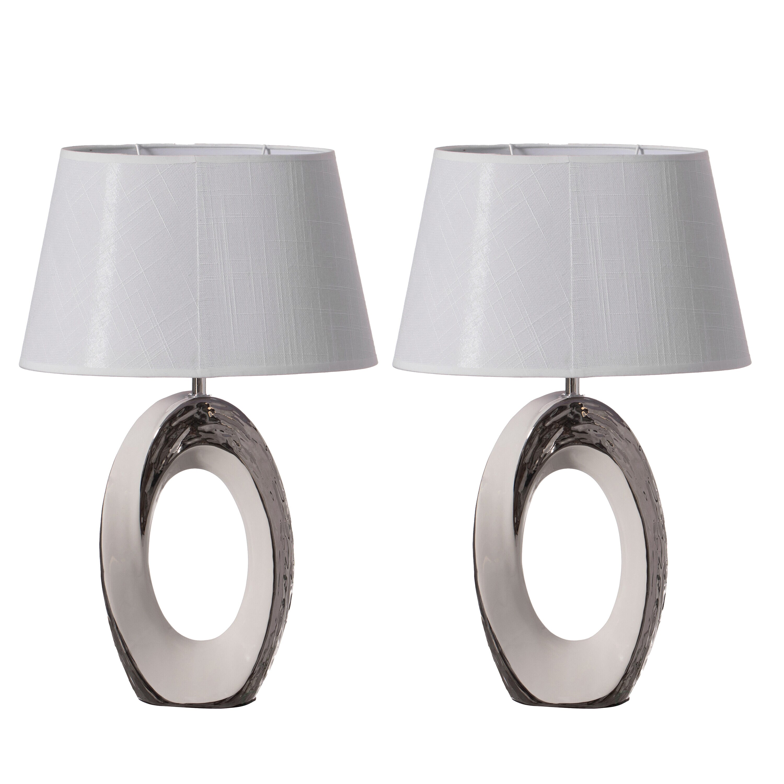 Quickway Imports QI004585.2 Table Lamps 19.25-in White LED Incandescent On/Off switch Table Lamp with Acrylic Shade 2 -Set