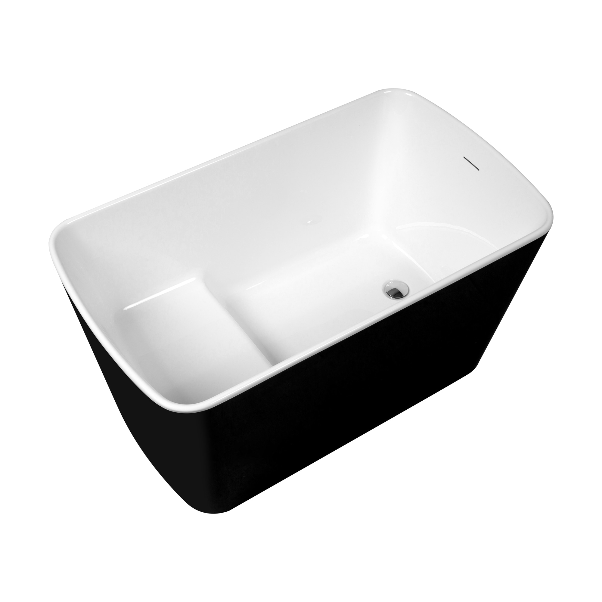 Clihome TC-324-BL 27.95-in x 49-in Gloss Black Acrylic Rectangular Freestanding Soaking bathtub with Drain ( Left Drain )