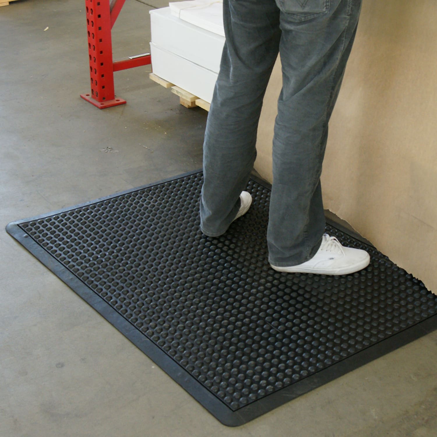 Rubber-Cal 2-ft x 3-ft Interlocking End Tile Square Indoor or Outdoor Home  Anti-fatigue Mat in the Mats department at