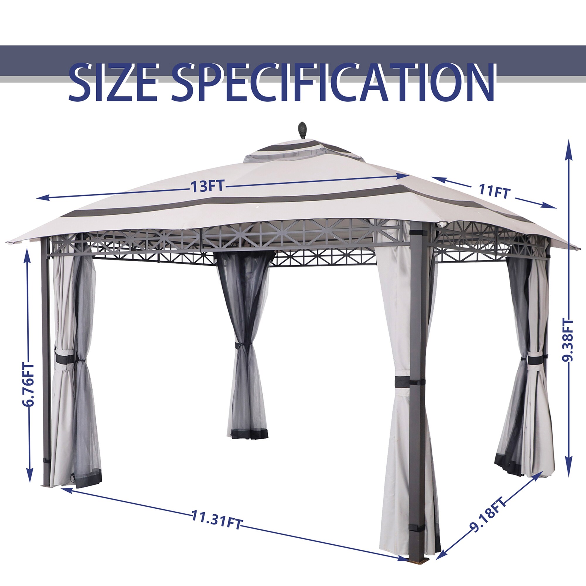 StarEcho GAZ13BG-2 Wood-Resin-Gazebos - View #10