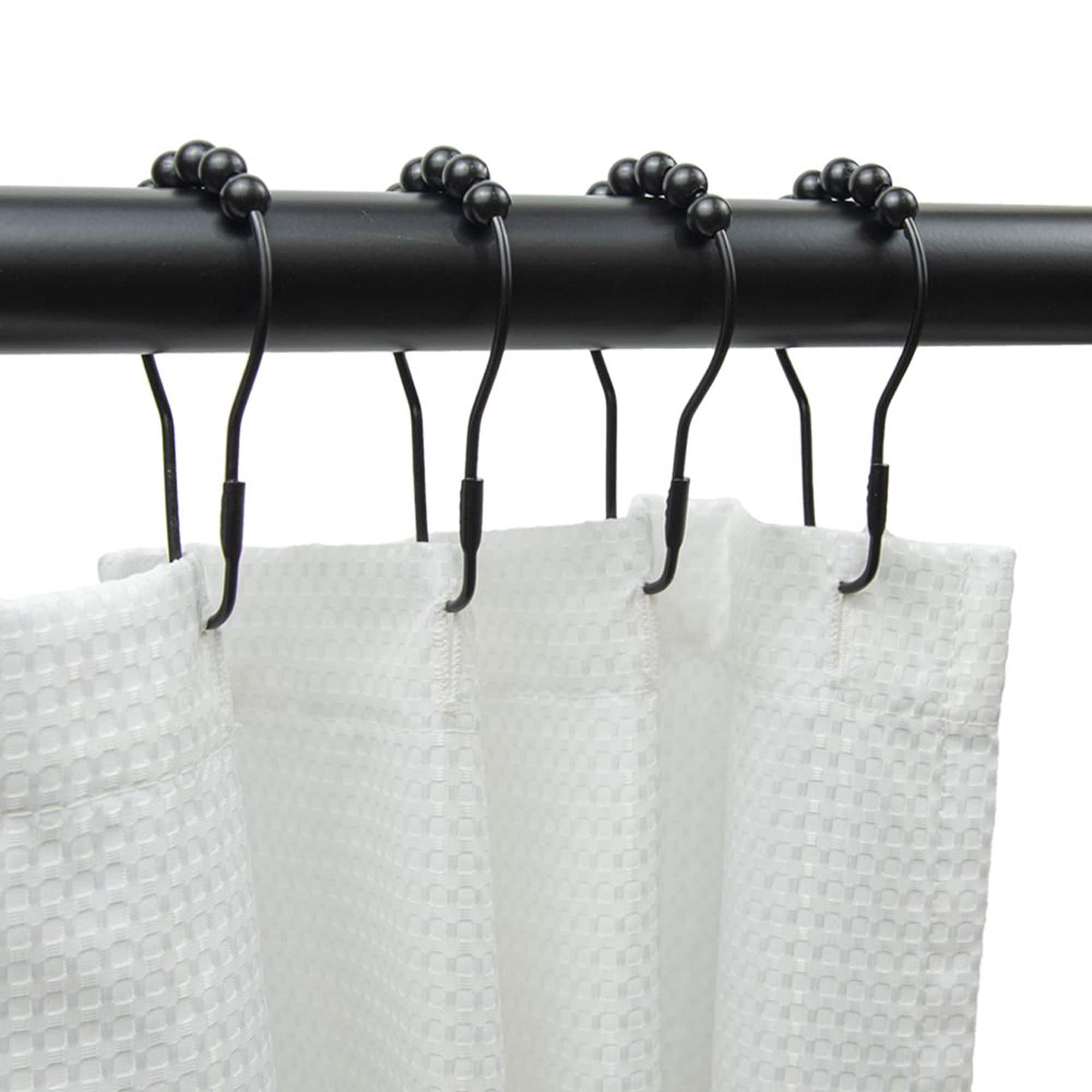 Style Selections Matte Black Steel Single Shower Curtain Hooks (12-Pack) in  the Shower Rings & Hooks department at