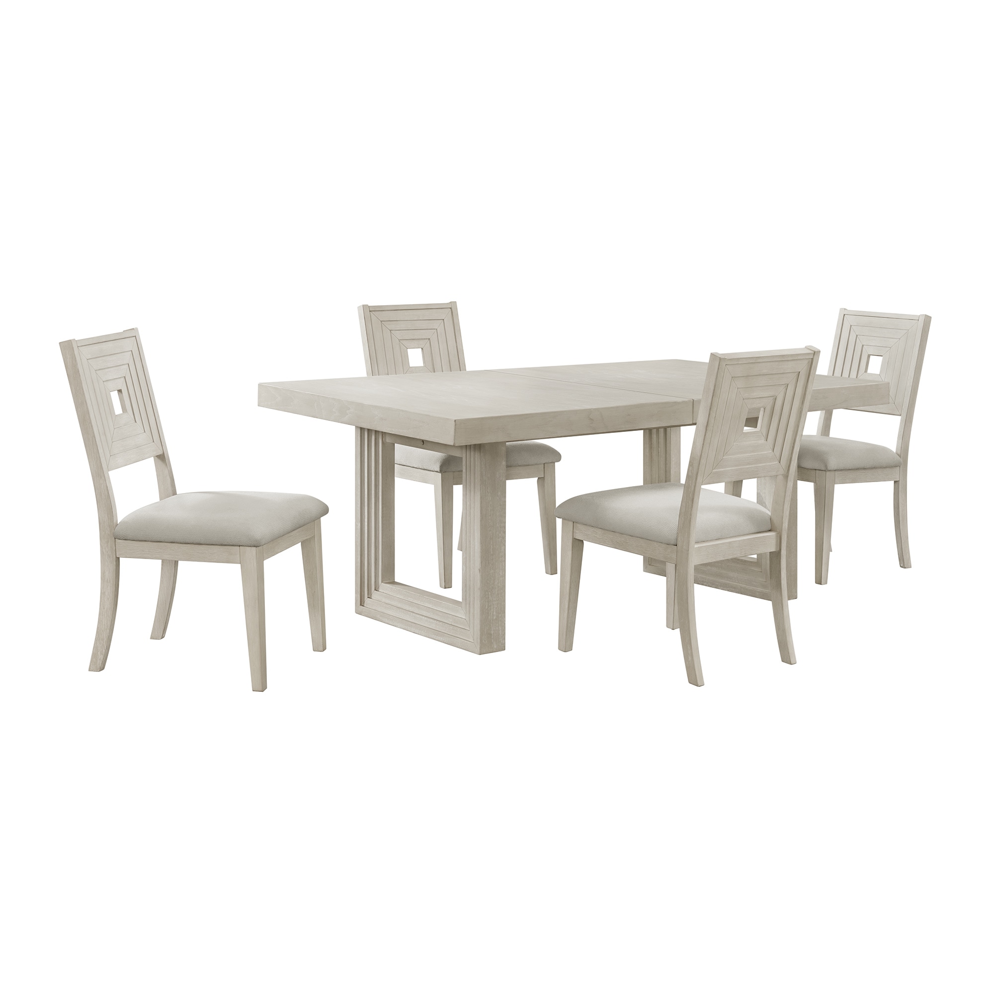 Picket House Furnishings D-11600-7-DT-5PC Rhiannon Antique White Contemporary/Modern Dining Room Set with Rectangular Table ( Seats 4 )
