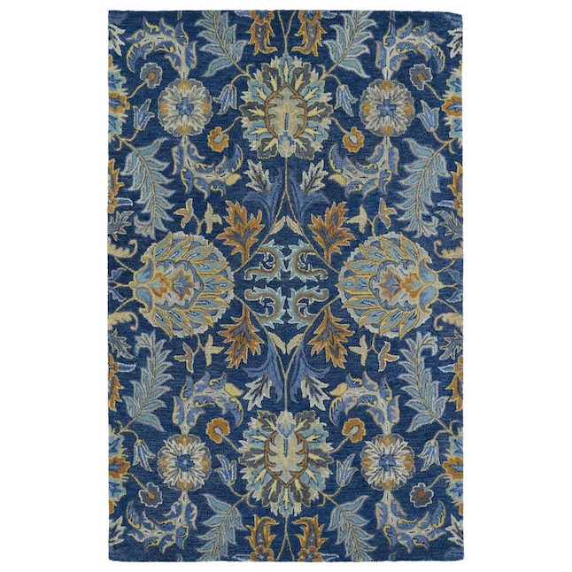 Kaleen Helena 8 x 10 Blue Indoor Damask Oriental Handcrafted Area Rug Kaleen Helena 8 x 10 Blue Indoor Damask Oriental Handcrafted Area Rug