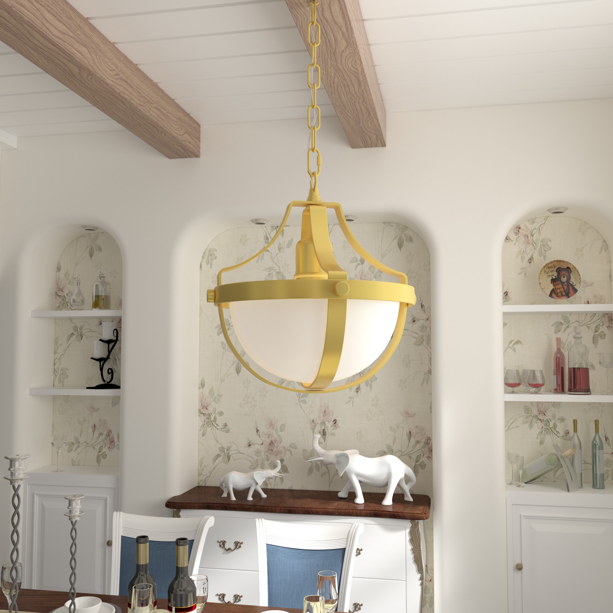 ACROMA 32401BGOP Castrum 1 -Light Brass Modern/contemporary Opal glass Globe Small Hanging Pendant light