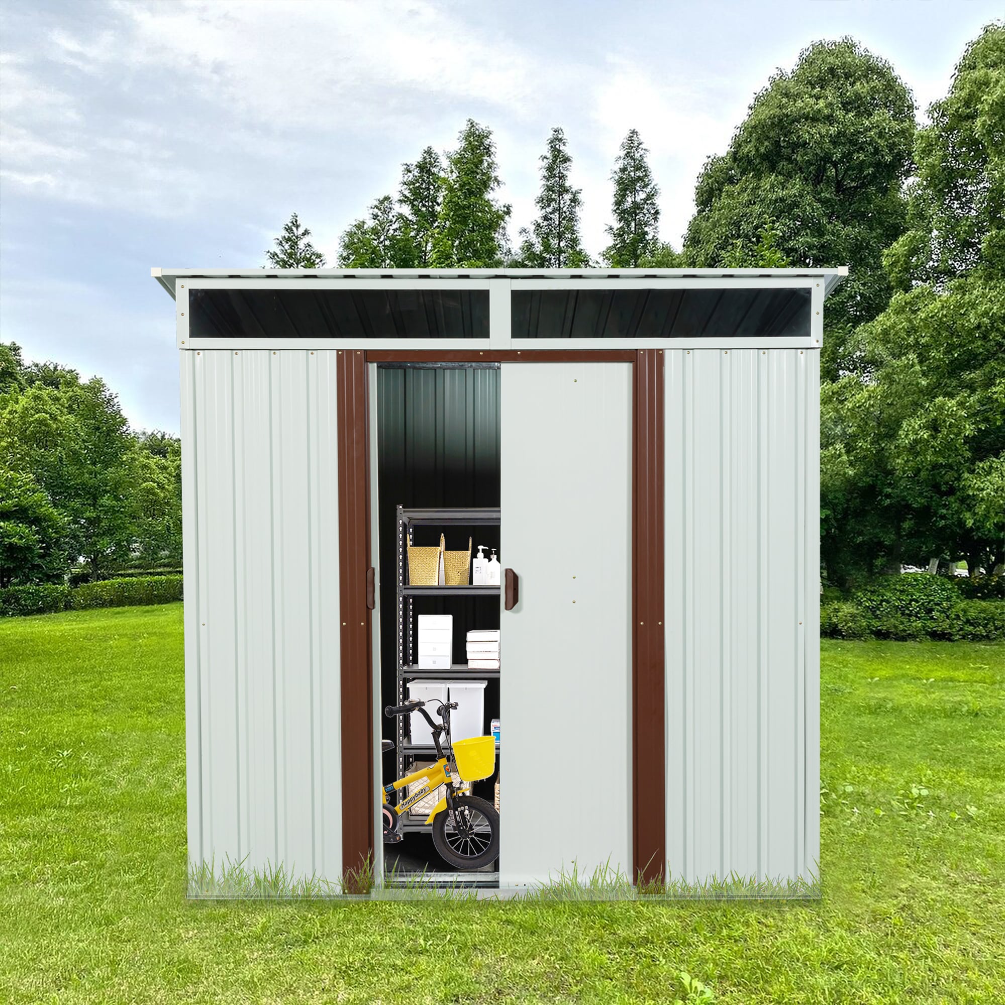 WELLFOR GGJS00565WWT Metal-Storage-Buildings-Sheds - View #2