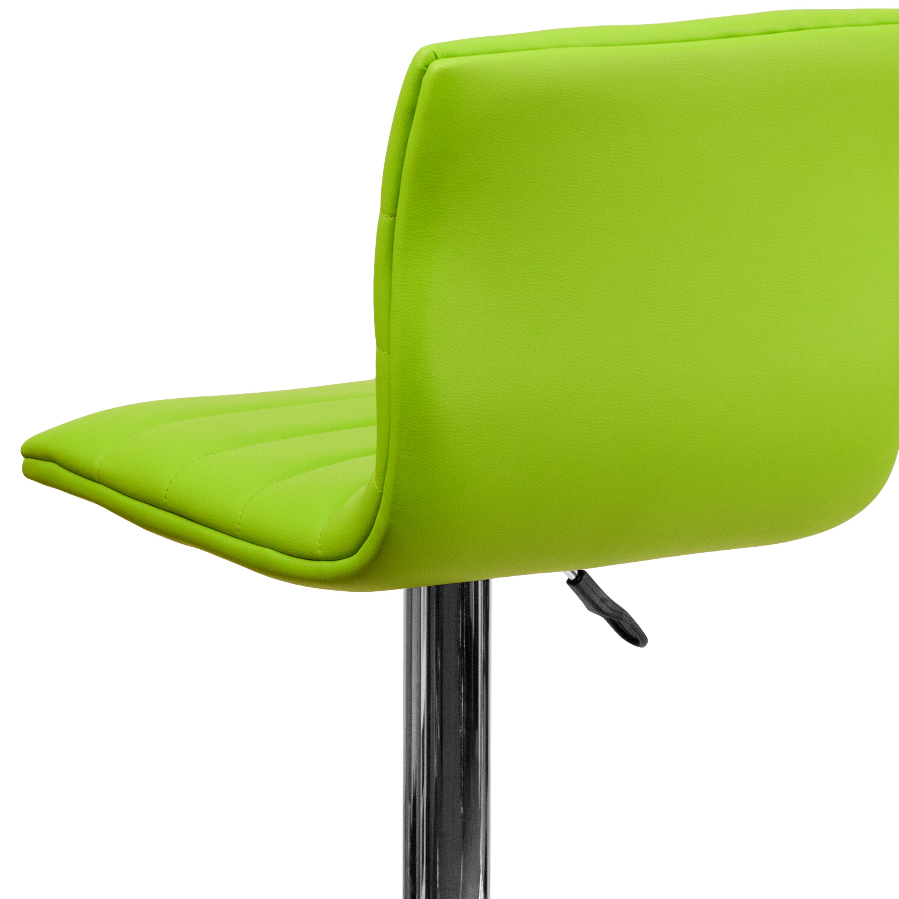 Modern Green Vinyl Adjustable Swivel Bar Stool with Chrome Base