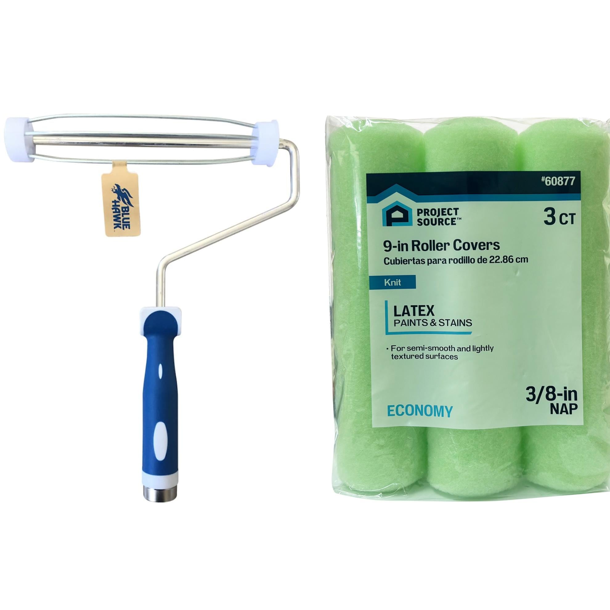 Project Source  9-in Metal Standard Paint Roller Frame with 3pk 9-in x 3/8-in Nap Standard Knit Polyester Paint Roller Cover
