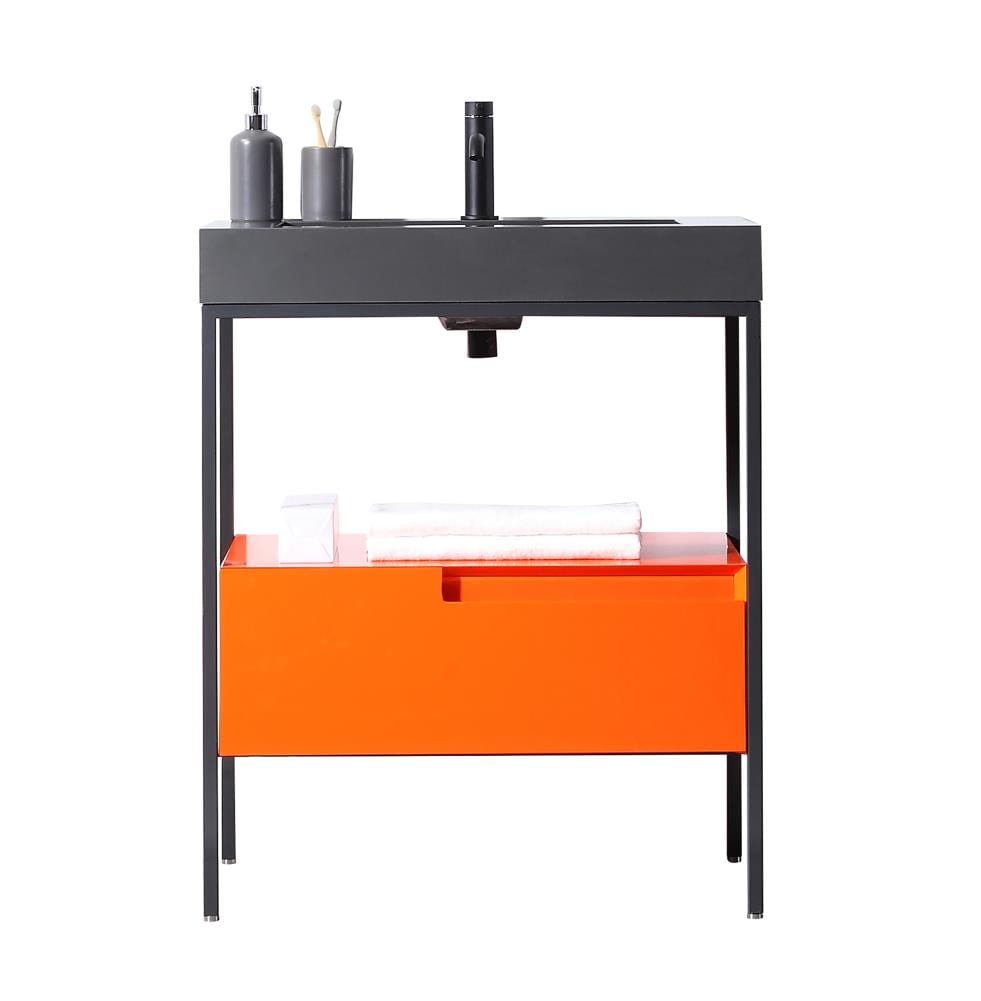 CARTISAN DESIGN VATEXAM30FD Glauke 30-in Red Amber/Dark Gray Single sink Bathroom Vanity with Dark Gray Quartz Top