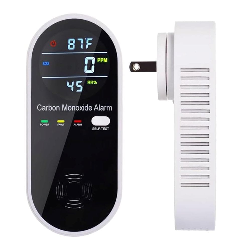 Etokfoks -  1 Piece 3 in 1 Carbon Monoxide Detector Plug in Wall CO Alarm Monitor with Temperatur...