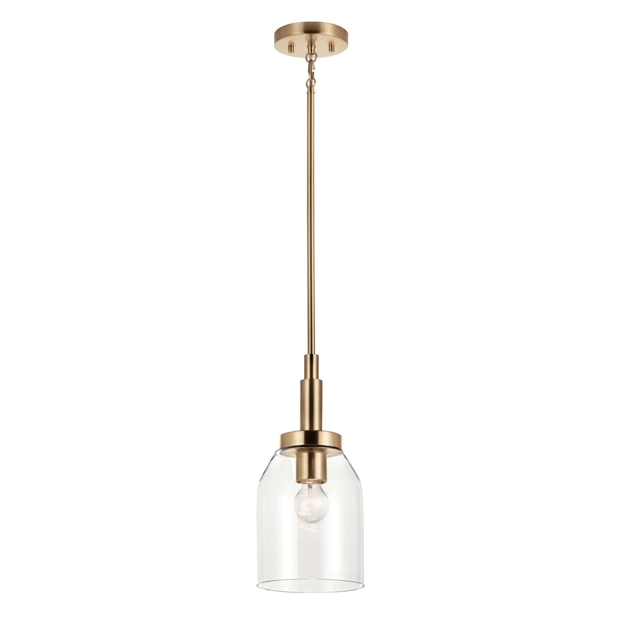 Kichler 52725CPZ Madden 1 -Light Champagne Bronze Modern/contemporary Clear glass Bell Small Hanging Pendant light