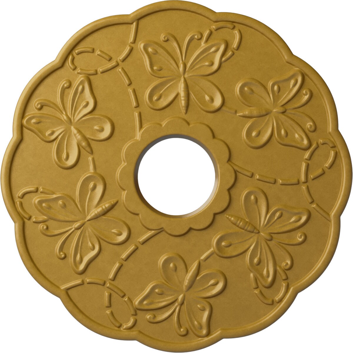 Ekena Millwork CM17TSIGS Terrones Butterfly 17.875-in W x 17.875-in L Painted Iridescent Gold Polyurethane Whole Ceiling Medallion
