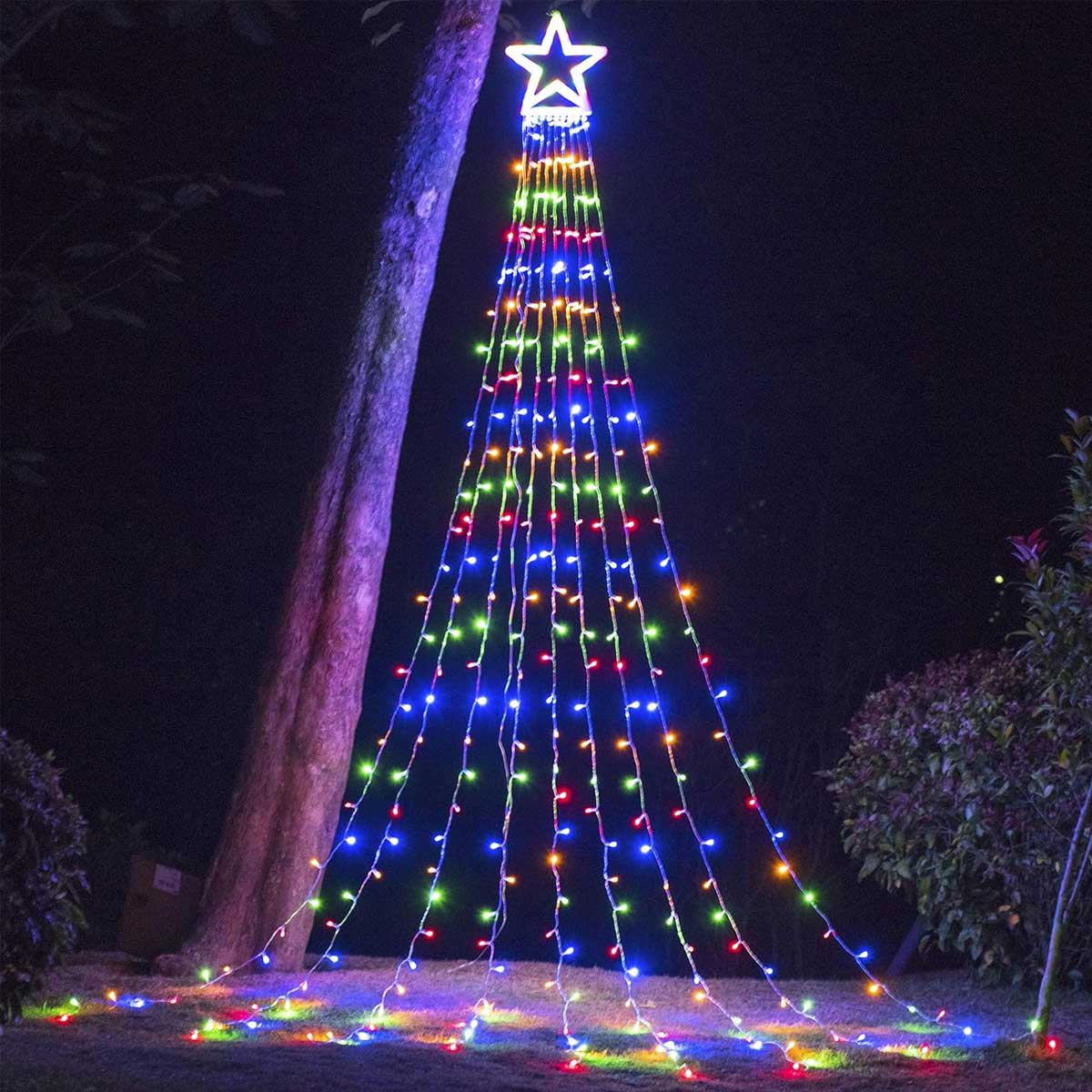 Aoibox  320 LED 16.4Ft Outdoor Christmas Tree String Lights with Plastic Star Toppers 8 Modes Waterproof for Holiday Decor