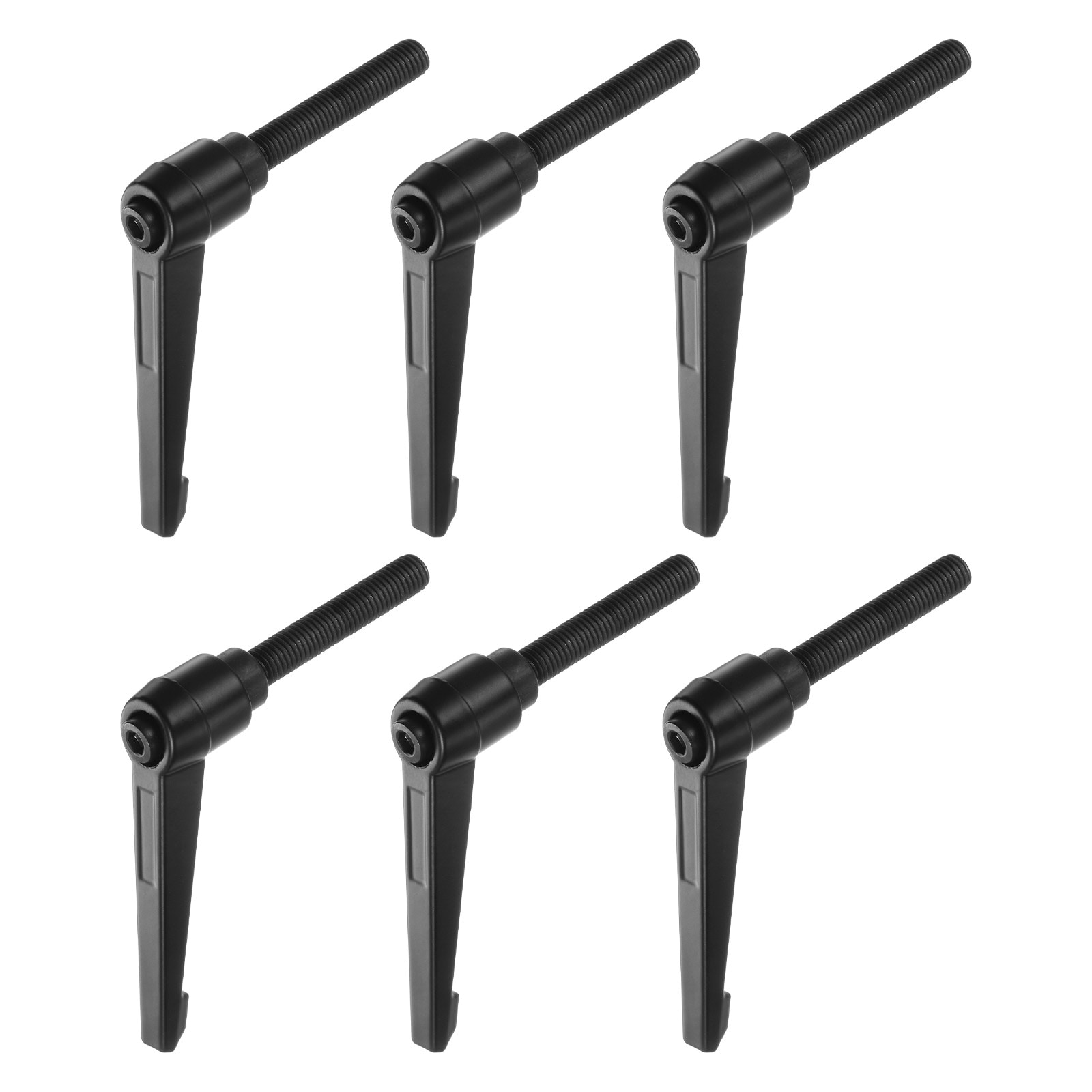 Harfington 6pcs Adjustable Clamping Lever Handles M10 x 60mm Male Thread Bolt Knobs Rotating Screw Locking Quick Release Ratchet Push Button Handle Black #S26072900UX1437