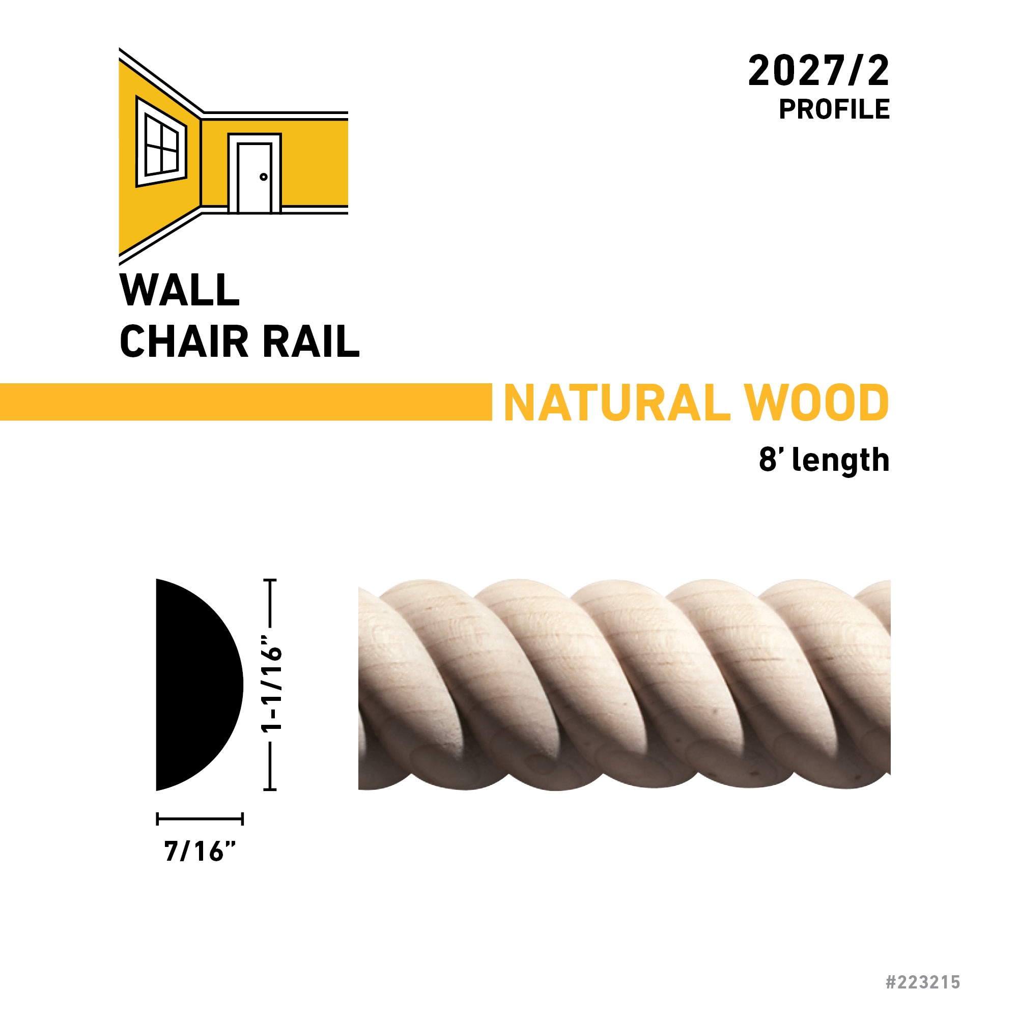  2027/2-8WHW Chair-Rail-Moulding - View #4