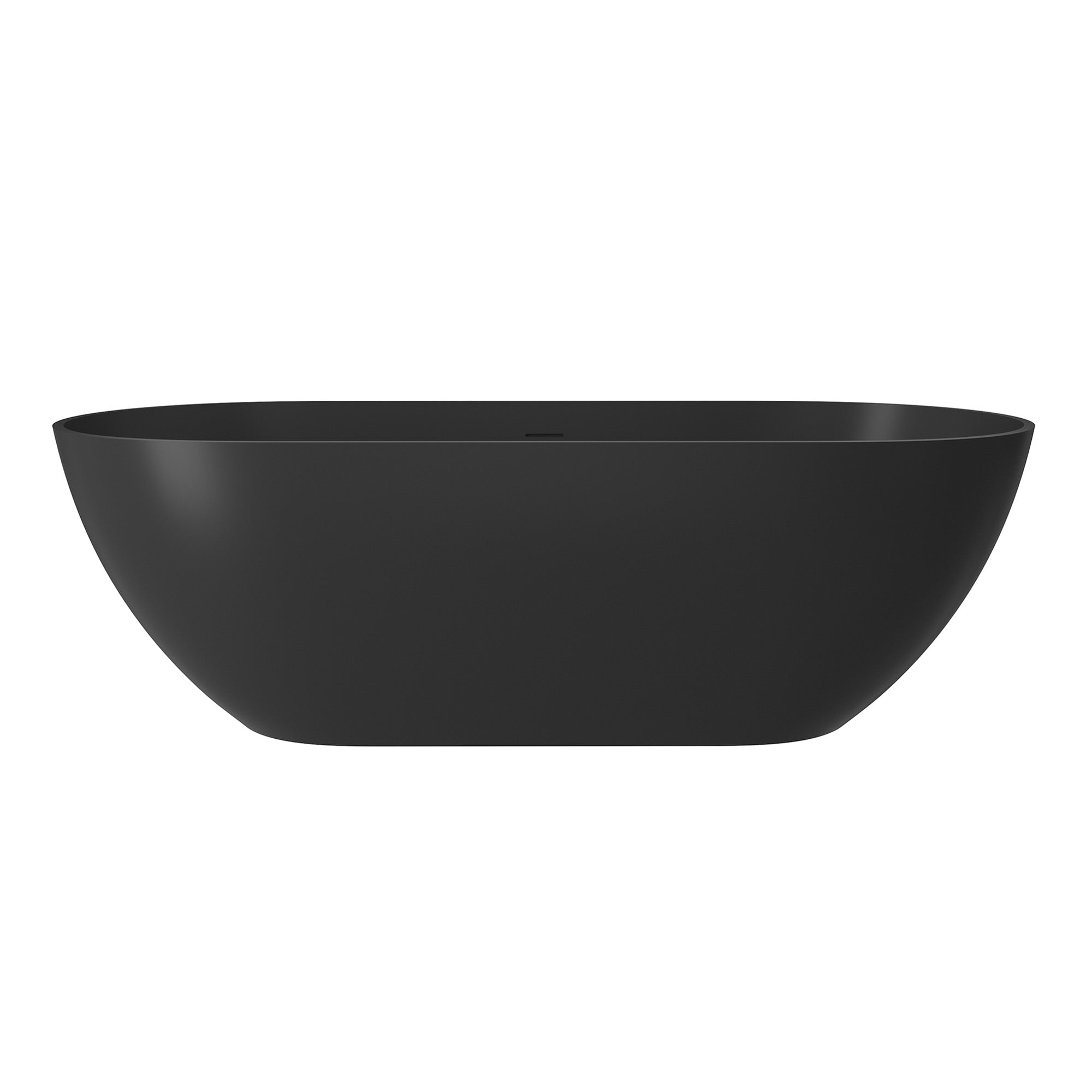 Boyel Living BL03859MB 59 in. x 30 in. Solid Surface Stone Resin Freestanding Soaking Bathtub with Center Drain and Drainer and Hose in Matte Black