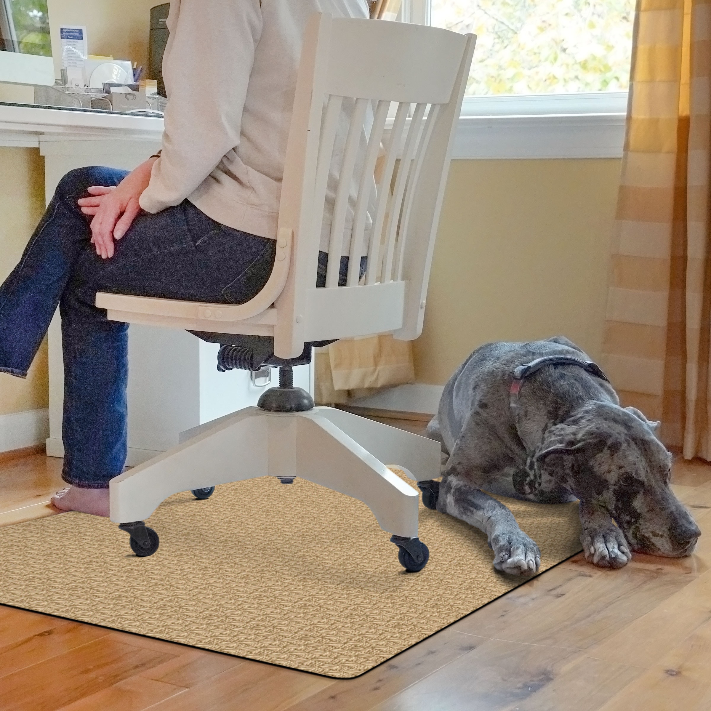 Bungalow Flooring 2285070034 3-ft x 4-ft Khaki Polyester Rectangular Indoor Decorative Chair mat
