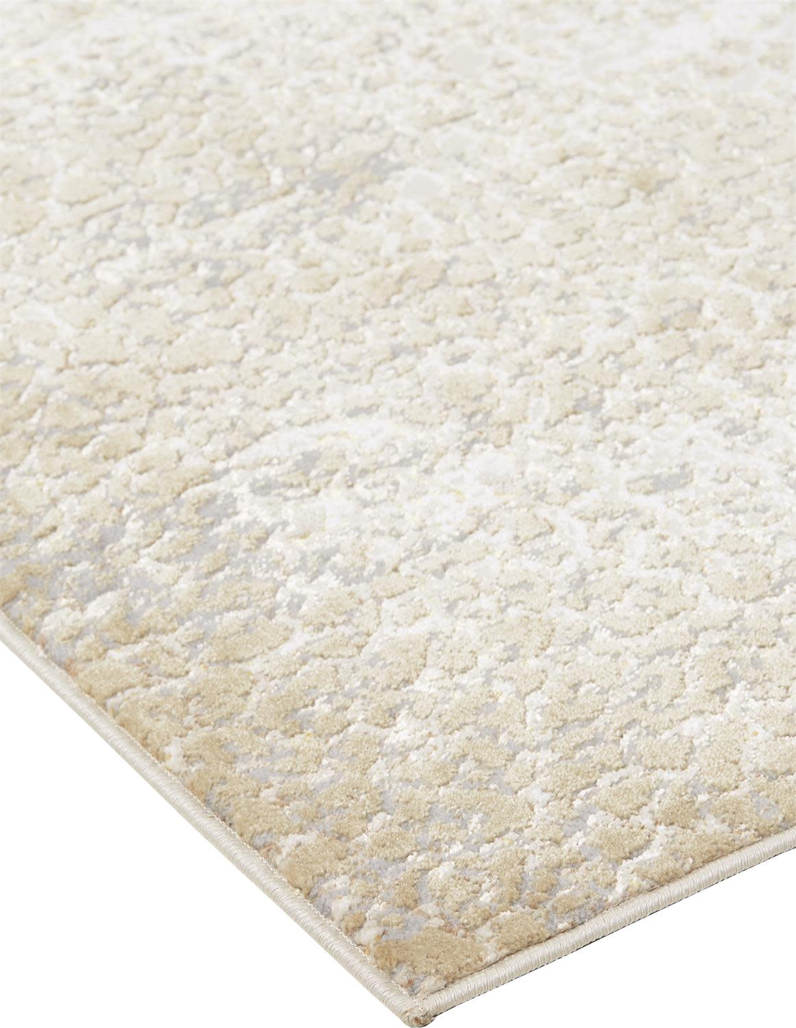 Ivory and Gold Rectangular Synthetic Easy Care Area Rug 6'7" x 9'6"