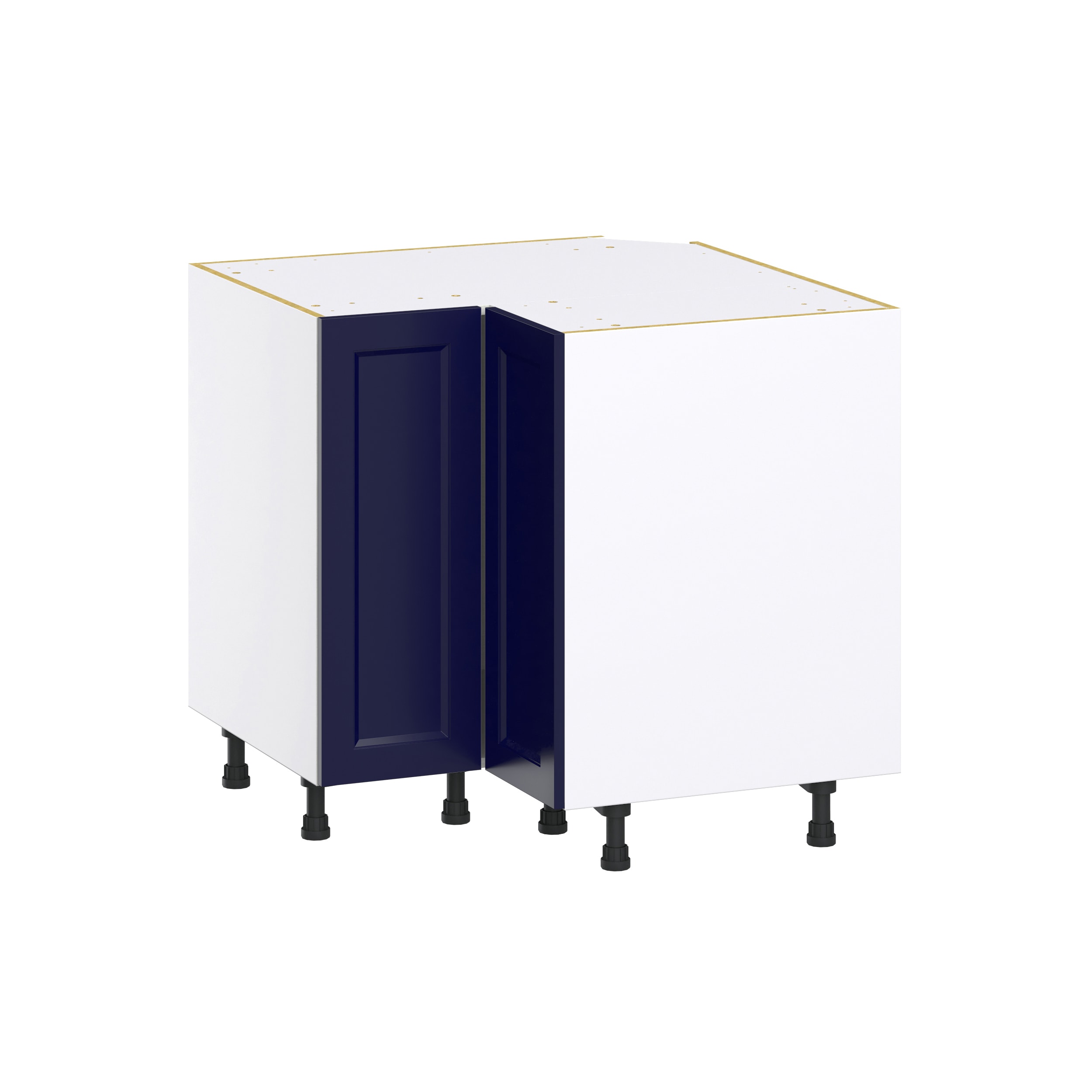 Hugo&Borg Lorette 36-in W x 34.5-in H x 36-in D Navy Blue Lazy Susan Corner Base Fully Assembled Cabinet (Recessed Panel Shaker Style)