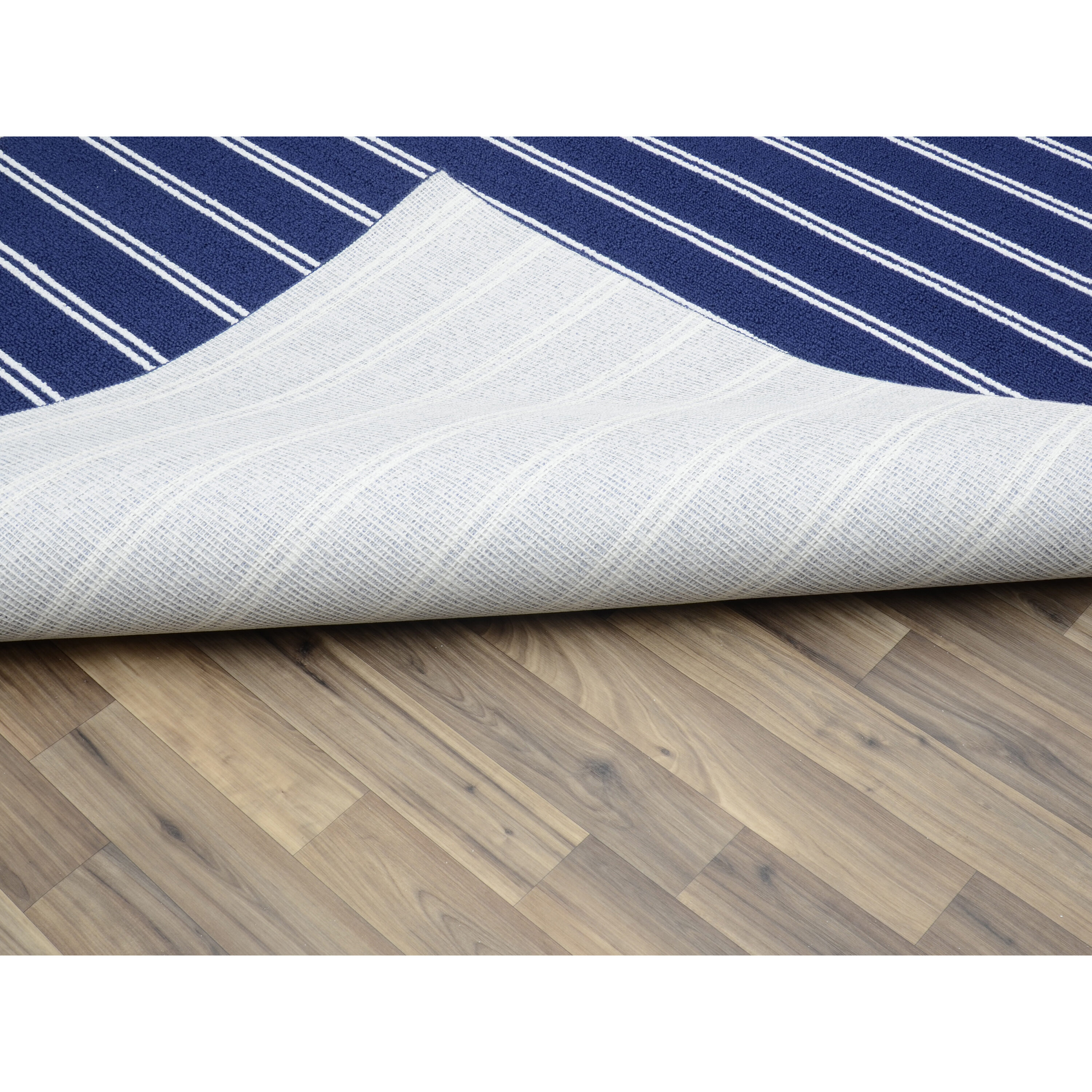 Avery 5' x 7' Blue Tufted Synthetic Stripe Area Rug