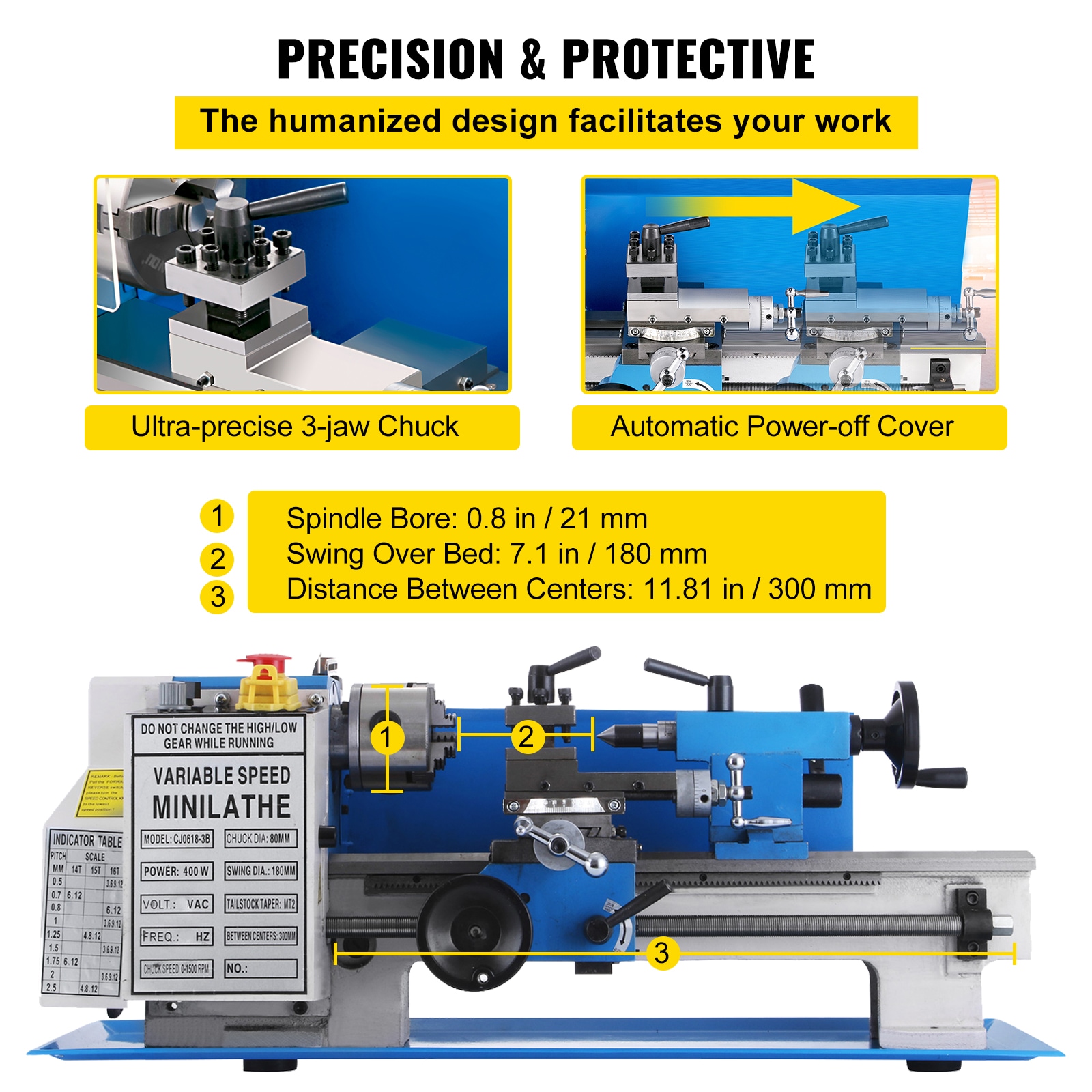 VEVOR 0618-3BMNCC000001V1 Wood-Lathes - View #6