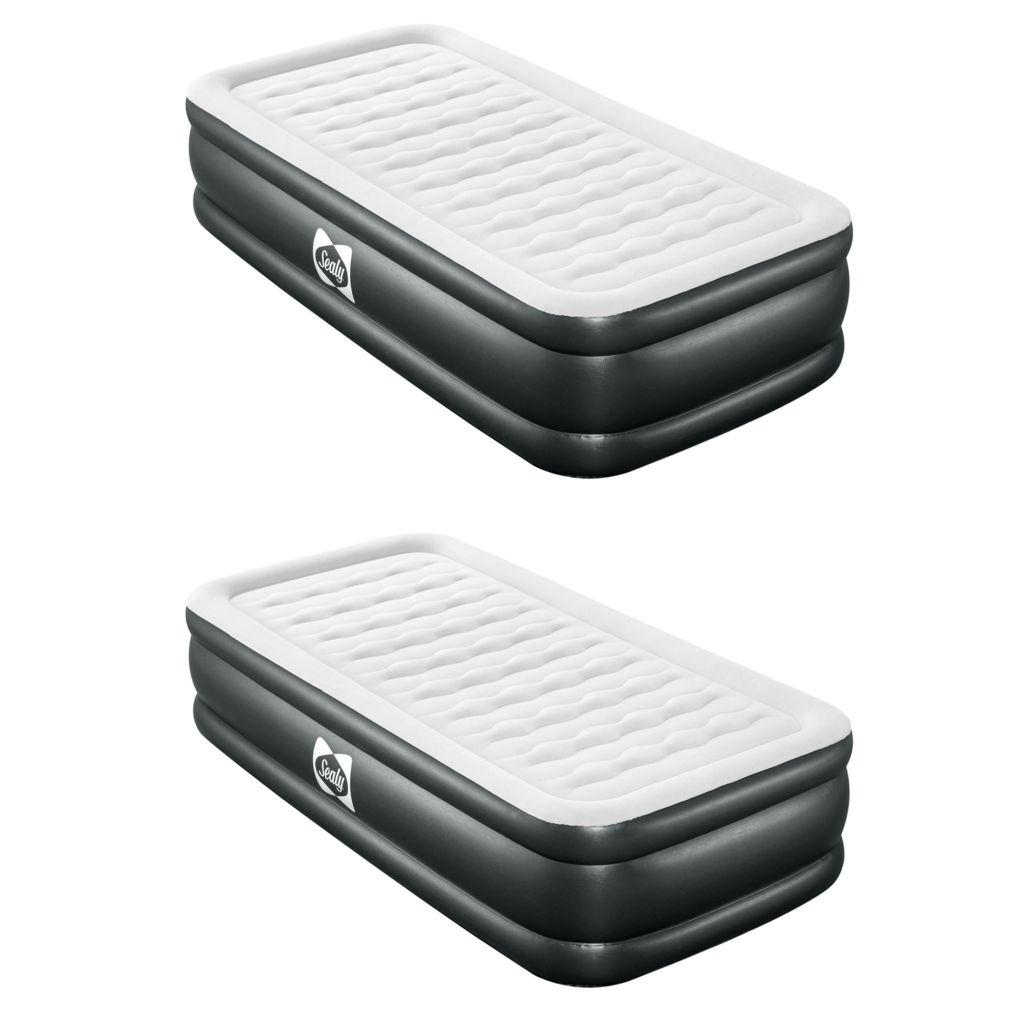 Sealy -  Tritech Twin 18 Inches Air Mattress Bed 2 Person with Built-In AC Pump 2 Pack
