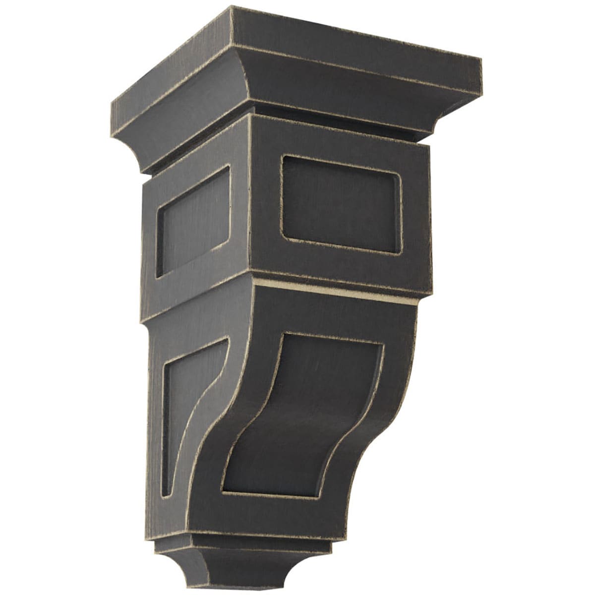 Ekena Millwork CORWD05X05X10RYBL 5-in x 5.75-in x 10-in Vintage Decor Finished Rubberwood Black Wood Paintable/Stainable Corbel
