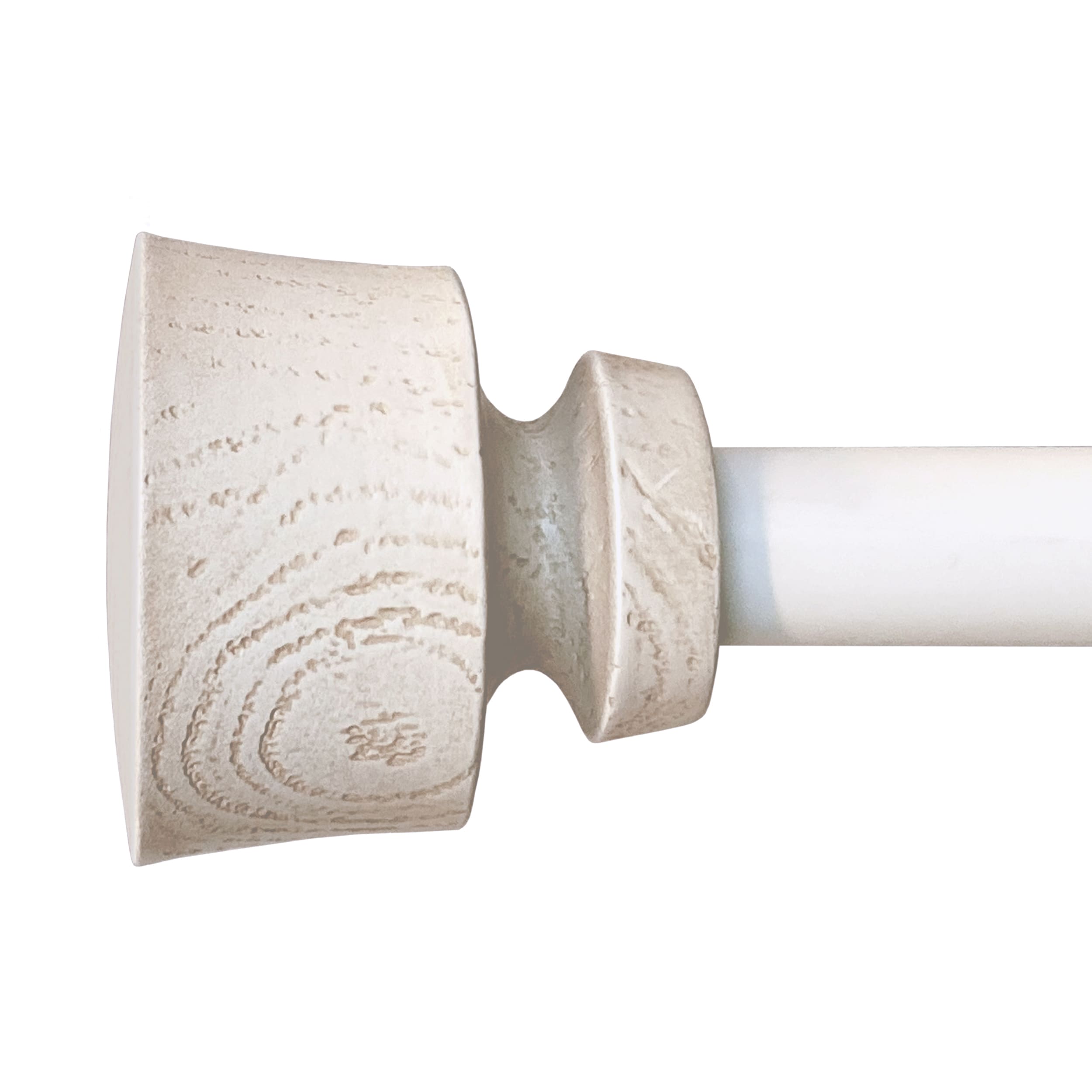 Decopolitan 31212-AW26 26-in to 48-in Antique White Steel Single curtain rod with Finials