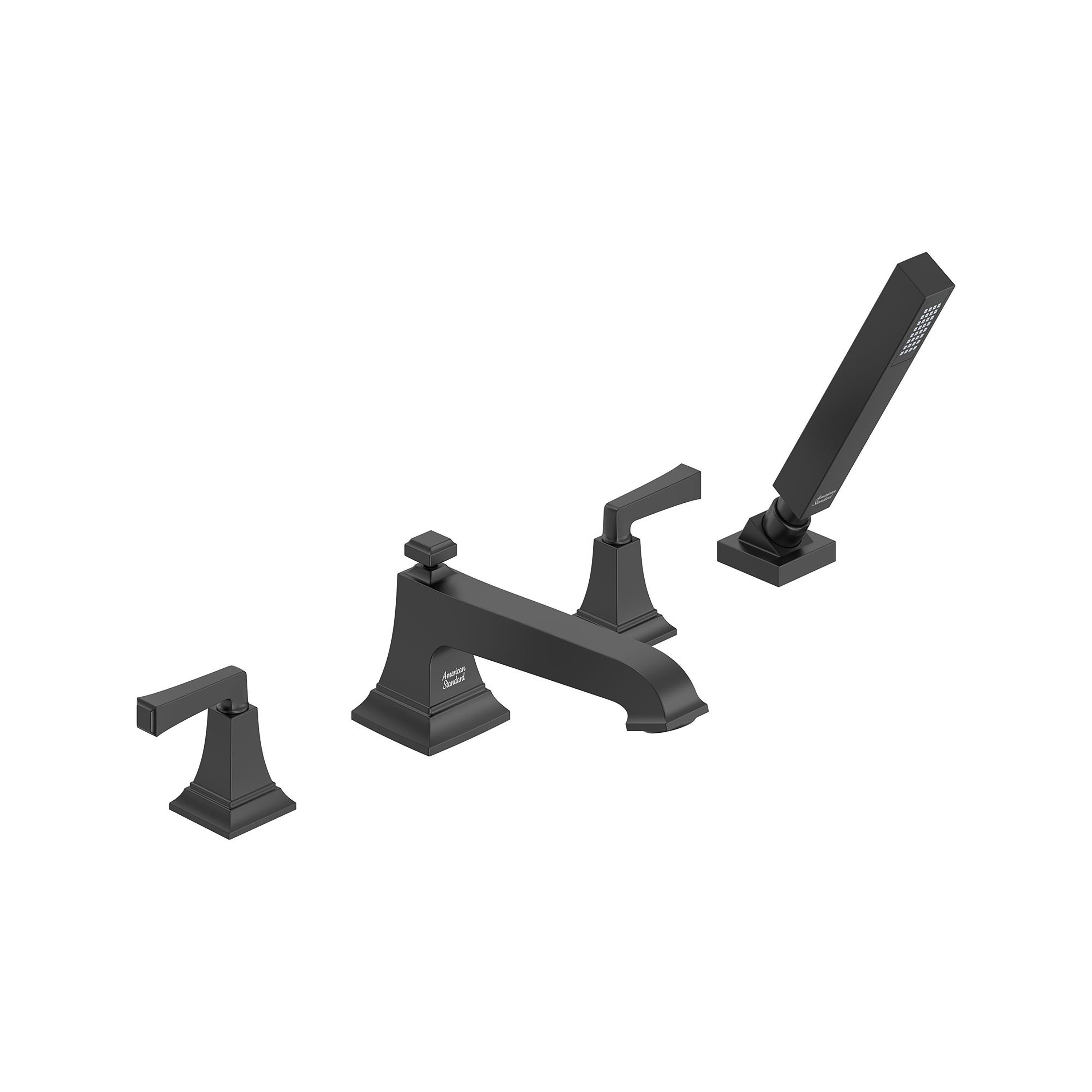 American Standard T455901.243 Town Square S MATTE BLACK 2-handle Deck-mount Roman Low-arc Bathtub Faucet with Hand Shower ( Valve Included )