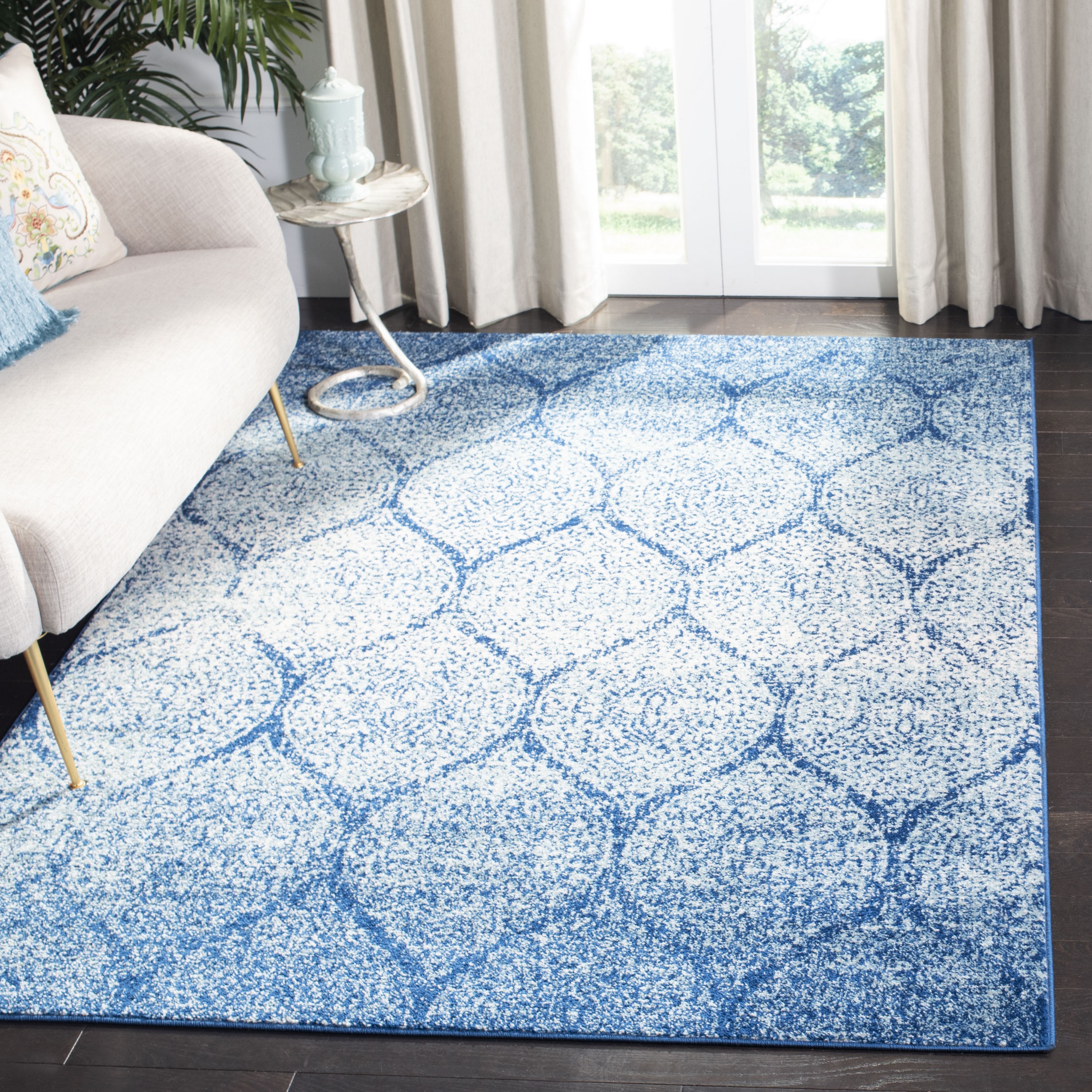 Safavieh MAD604N-5 Madison Westmont 5 x 8 (ft) Loomed Synthetic Navy/Blue Rectangular Indoor Trellis Vintage Area rug