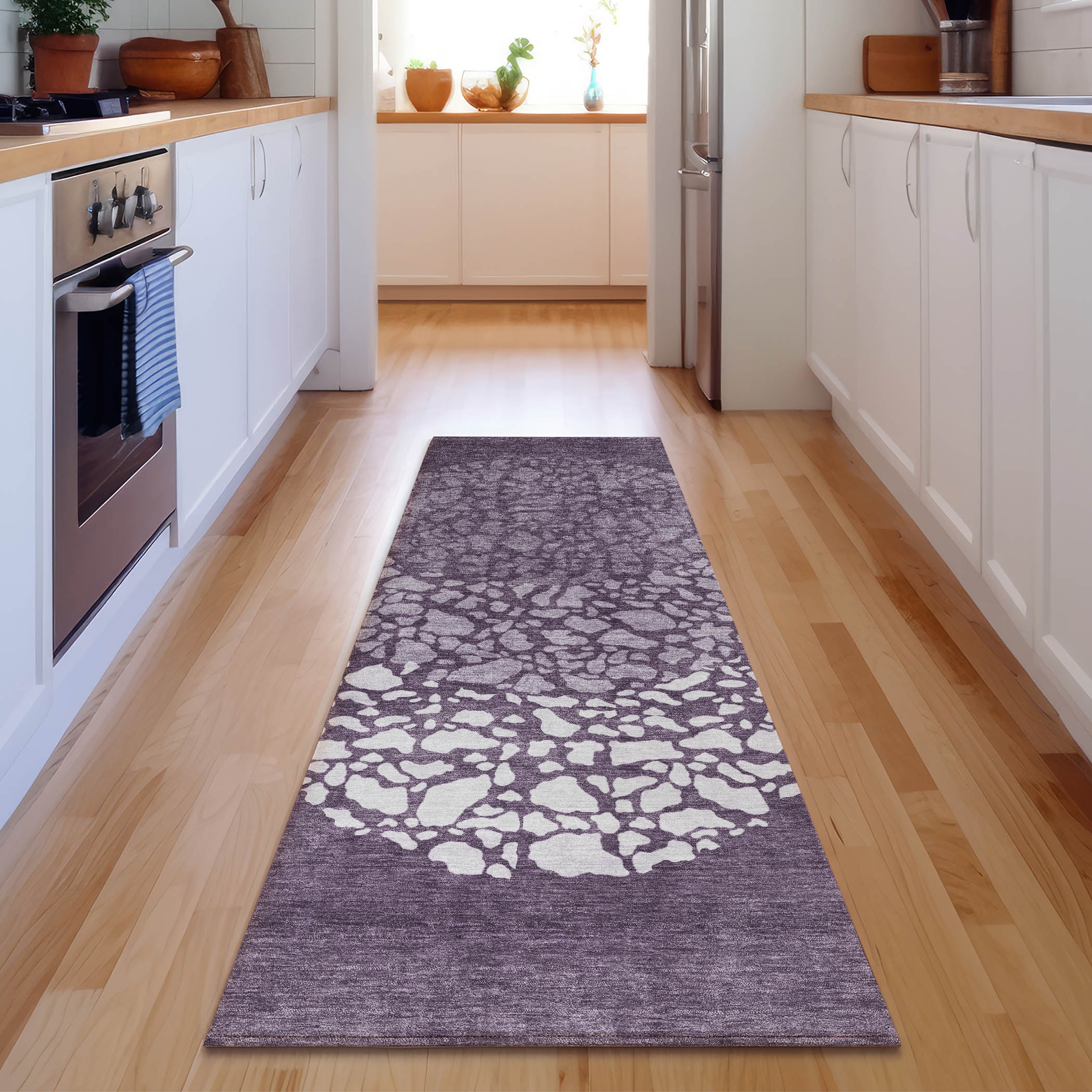 Addison Rugs AMF643EG2X8 Mayfield AMF643EG 2 x 7 (ft) Polyester Purple Rectangular Indoor Abstract Machine washable Runner rug
