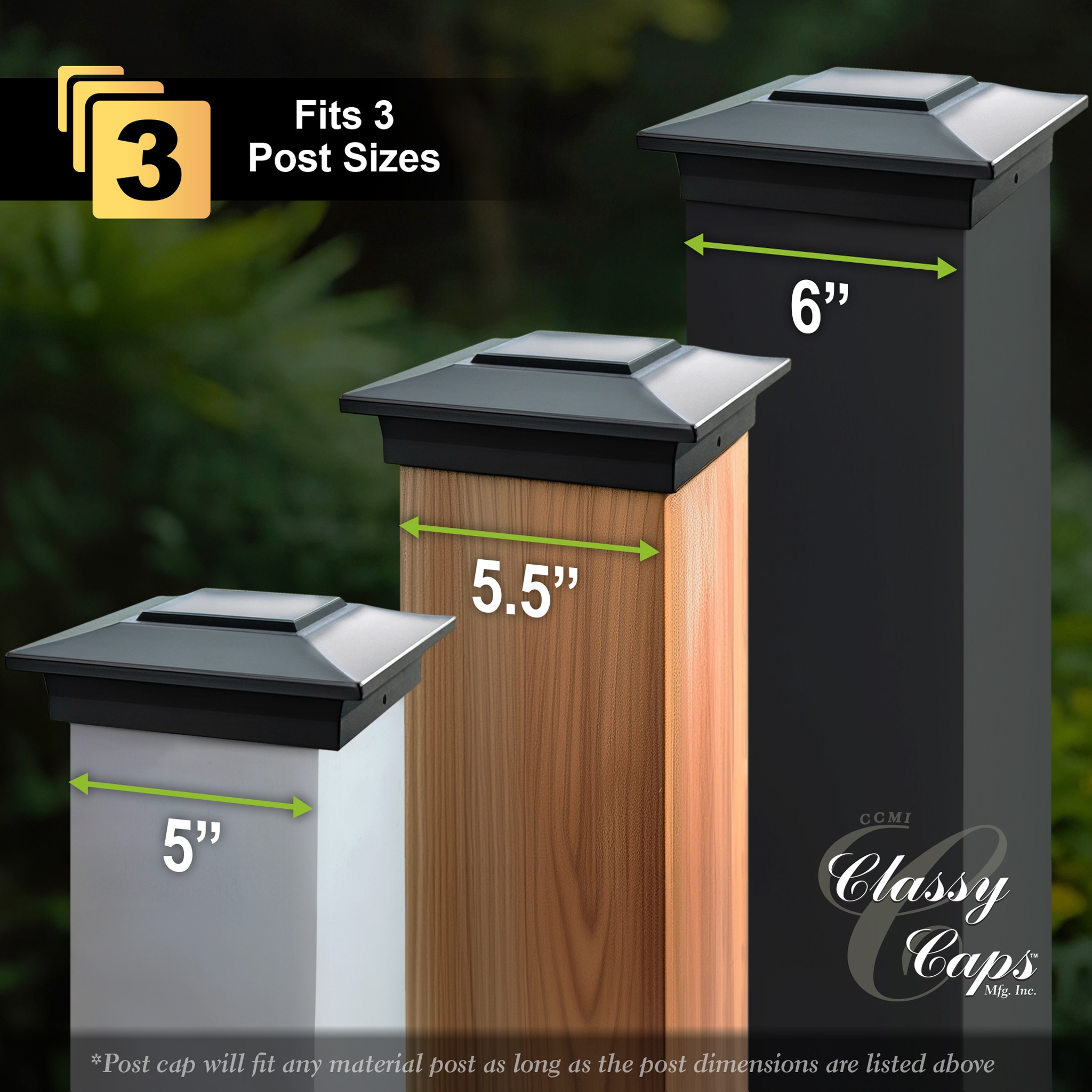 Classy Caps 6-in x 6-in Black Aluminum Deck Post Cap