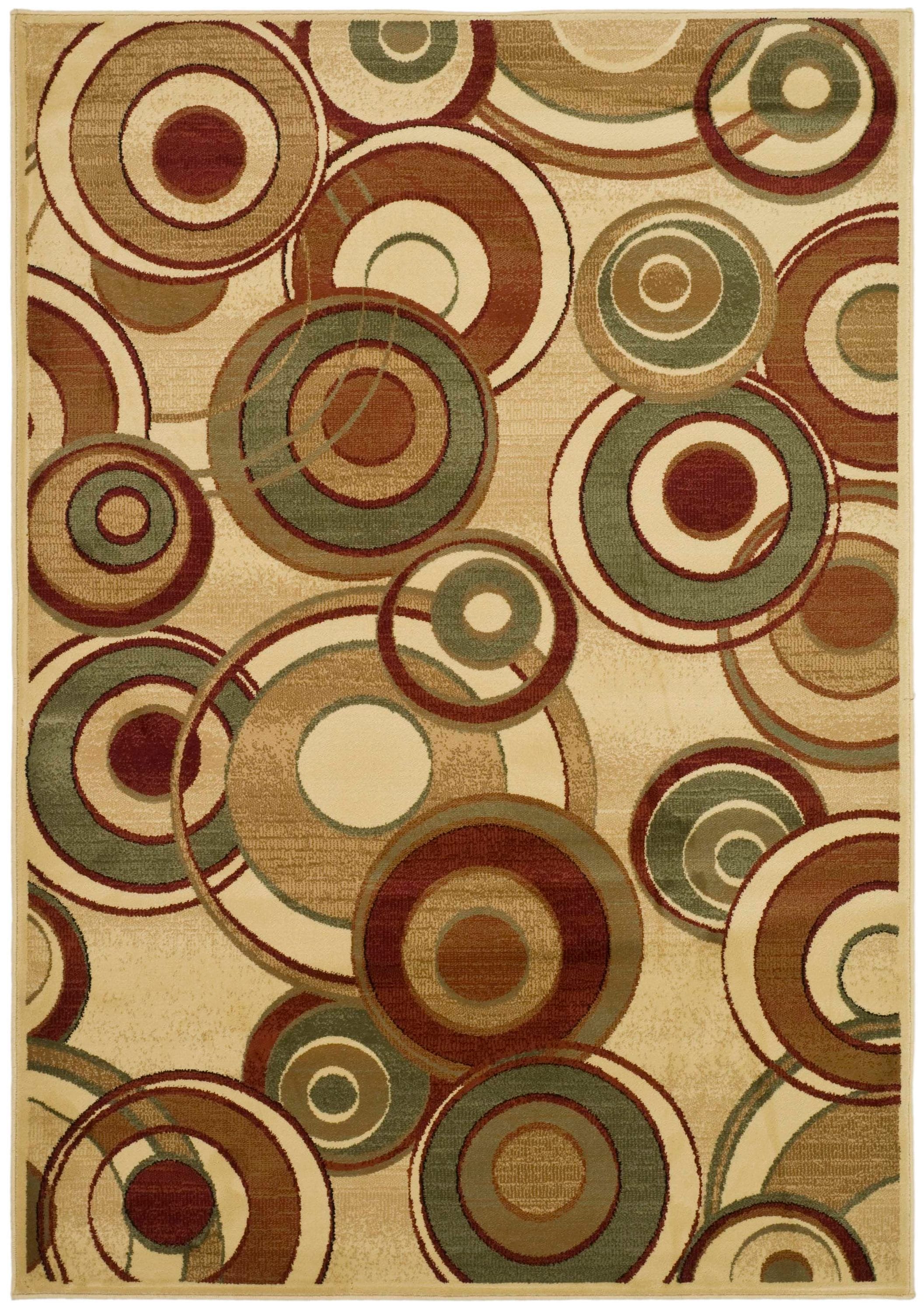 Safavieh LNH225A-5 Lyndhurst Modern Circles 5 x 8 (ft) Loomed Polypropylene Ivory/Multi Rectangular Indoor Abstract Mid-Century Modern Area rug