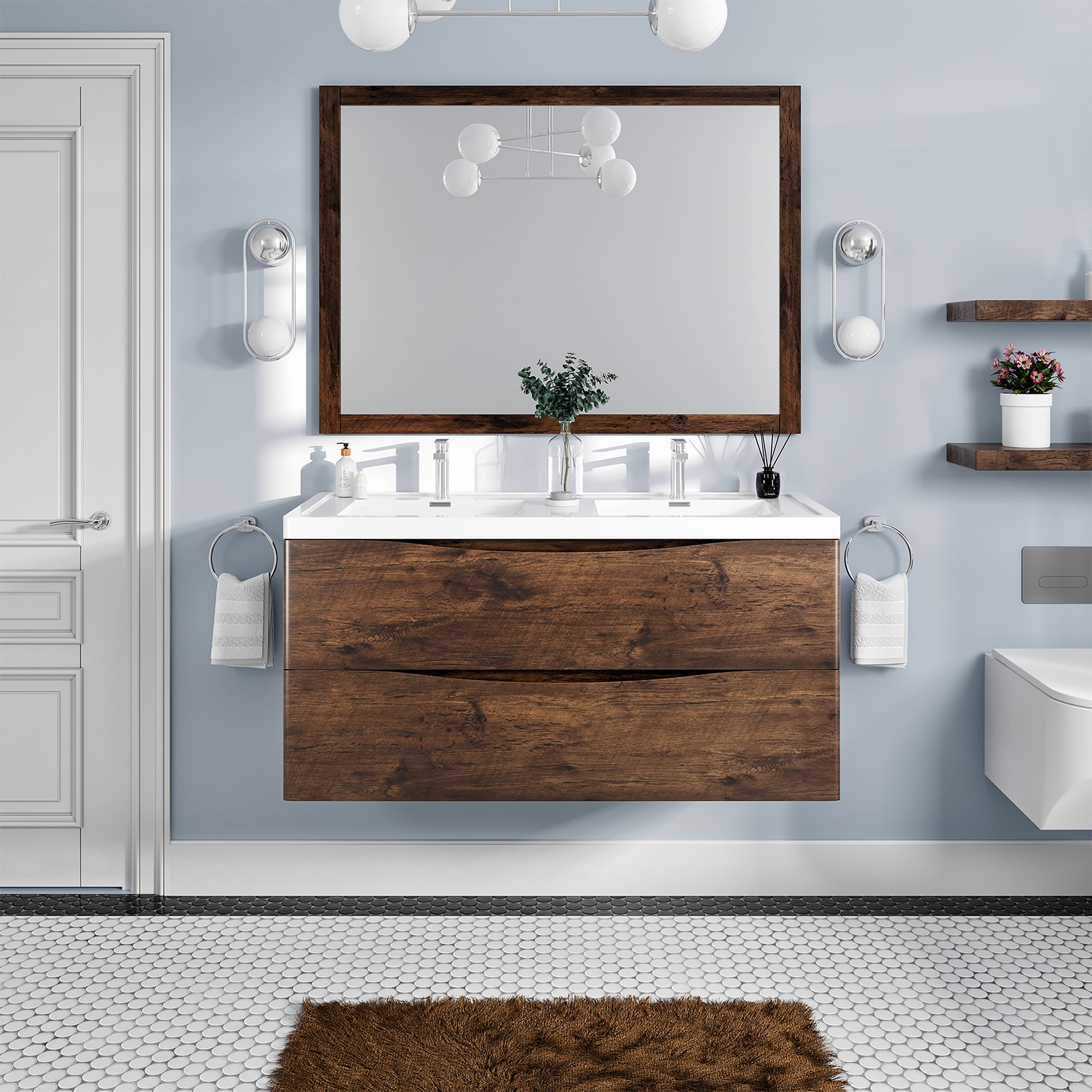 Eviva The Eviva Smiley modern bathroom vanity with integrated white acrylic sink is one of the best pieces Eviva has to offer Featuring soft closing -  EVVN12-DS-48RSWD-WMN