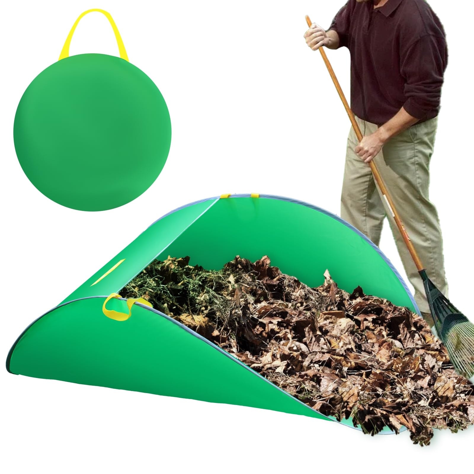 Adrinfly - Portable Pop Up Leaf Collector Bag Foldable Reusable Yard Garden Waste Bag 15 Inch Di...
