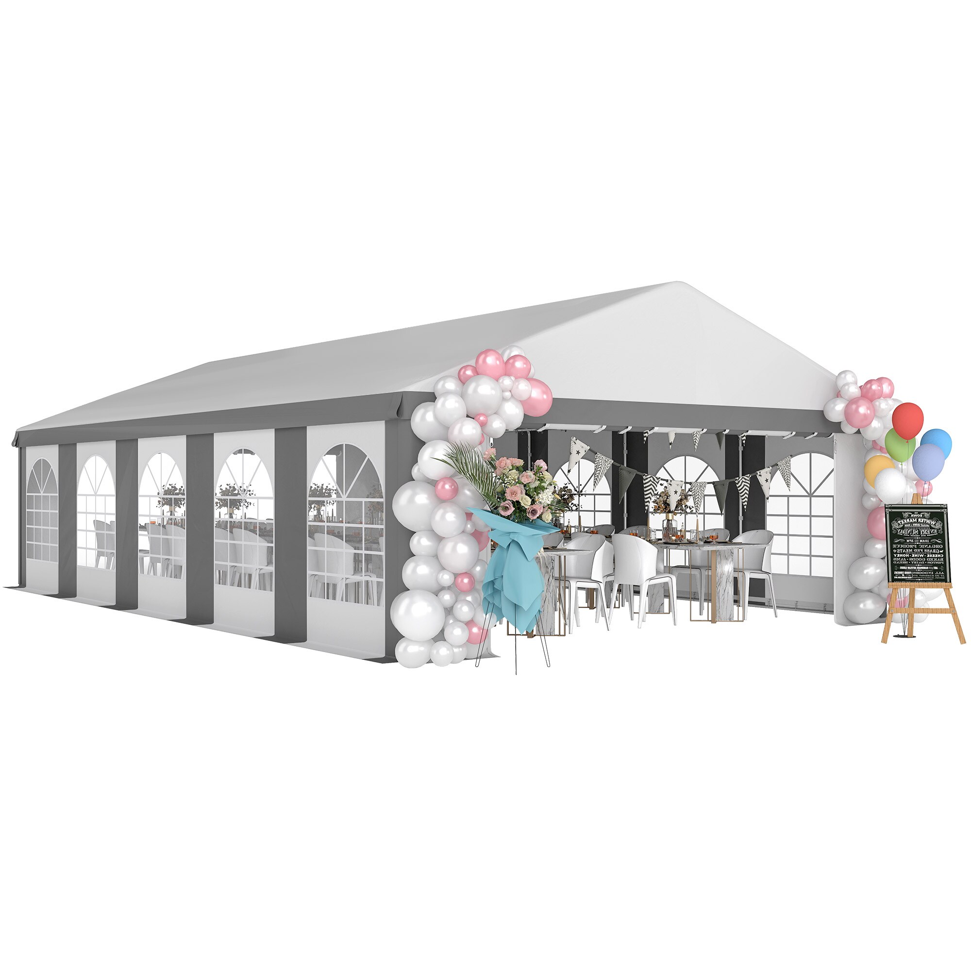 Outsunny 84C-513V01GY  20' x 33' Large Outdoor Carport Canopy Party Tent with Removable Protective Sidewalls  Versatile Uses Gray