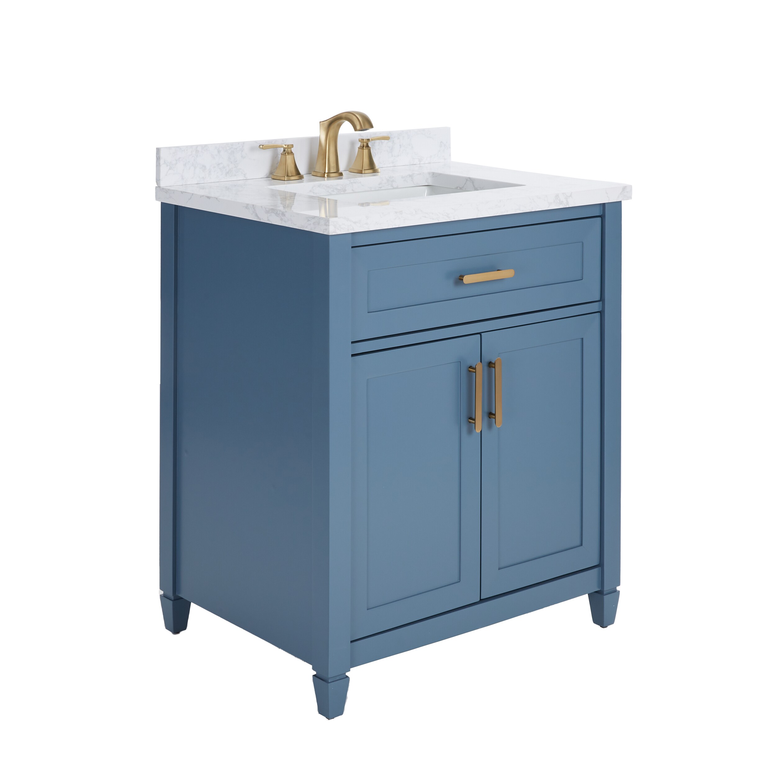 allen + roth Lancashire 30-in Chambray Blue Undermount Single Sink ...