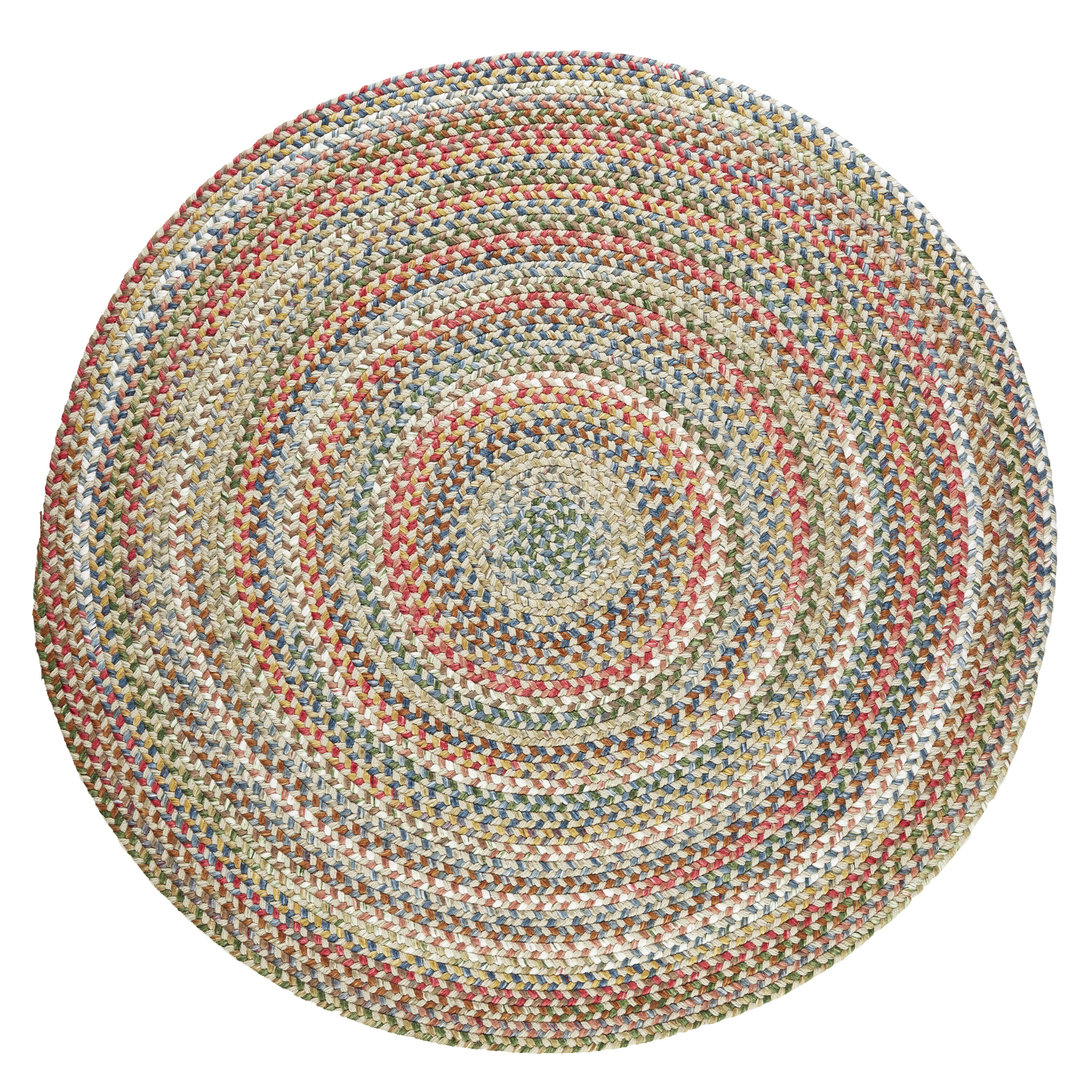Rhody Rug CJ55R072X072 6 x 6 (ft) Braided Polypropylene Champagne Round Indoor/Outdoor Geometric Area rug