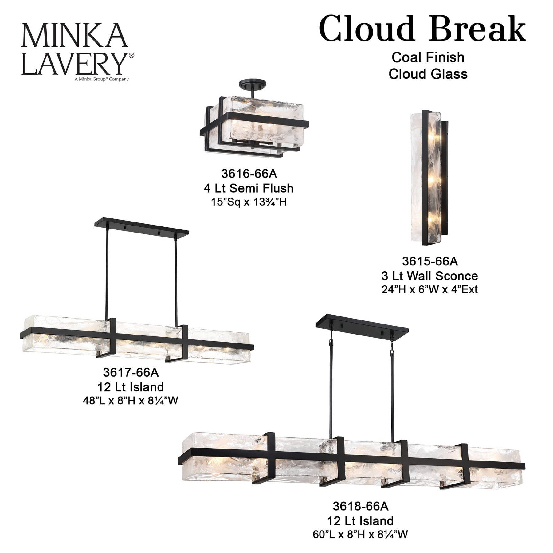 Minka Lavery Cloud Break 3-Light 15-in Matte Black Led Semi mount light ...